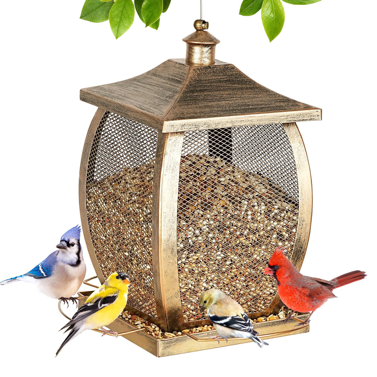 Talkson bird feeder retro lantern shape attracts birds in your garden