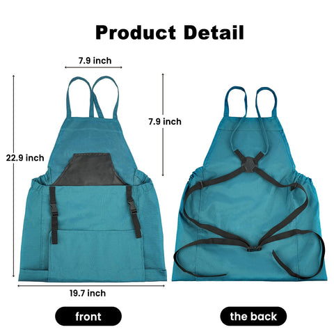 Talkson Gardening Apron highlighting 25lb capacity for large harvests and tool storage.