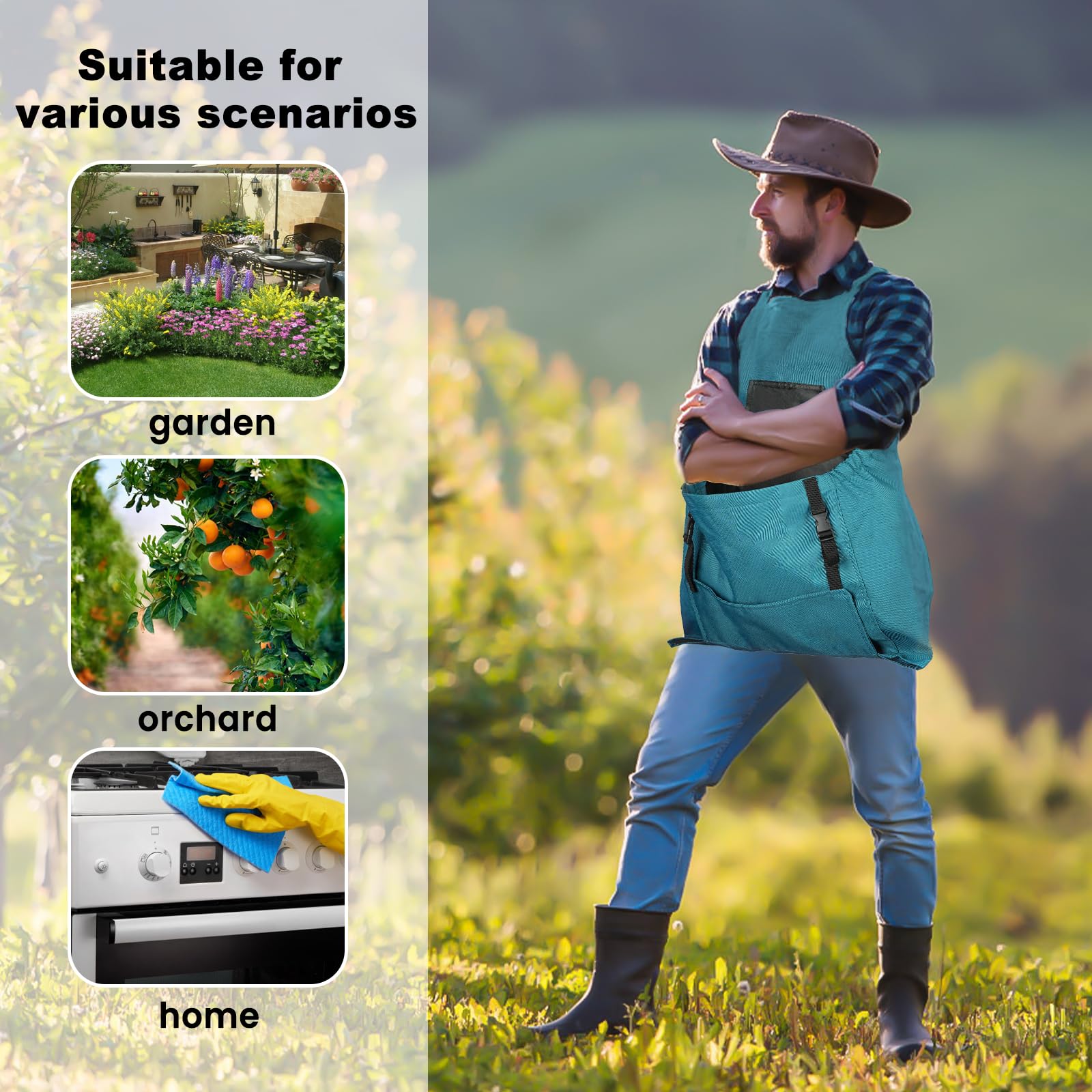 Talkson Gardening Apron shows adjustable waist strap for a comfortable, flexible fit.