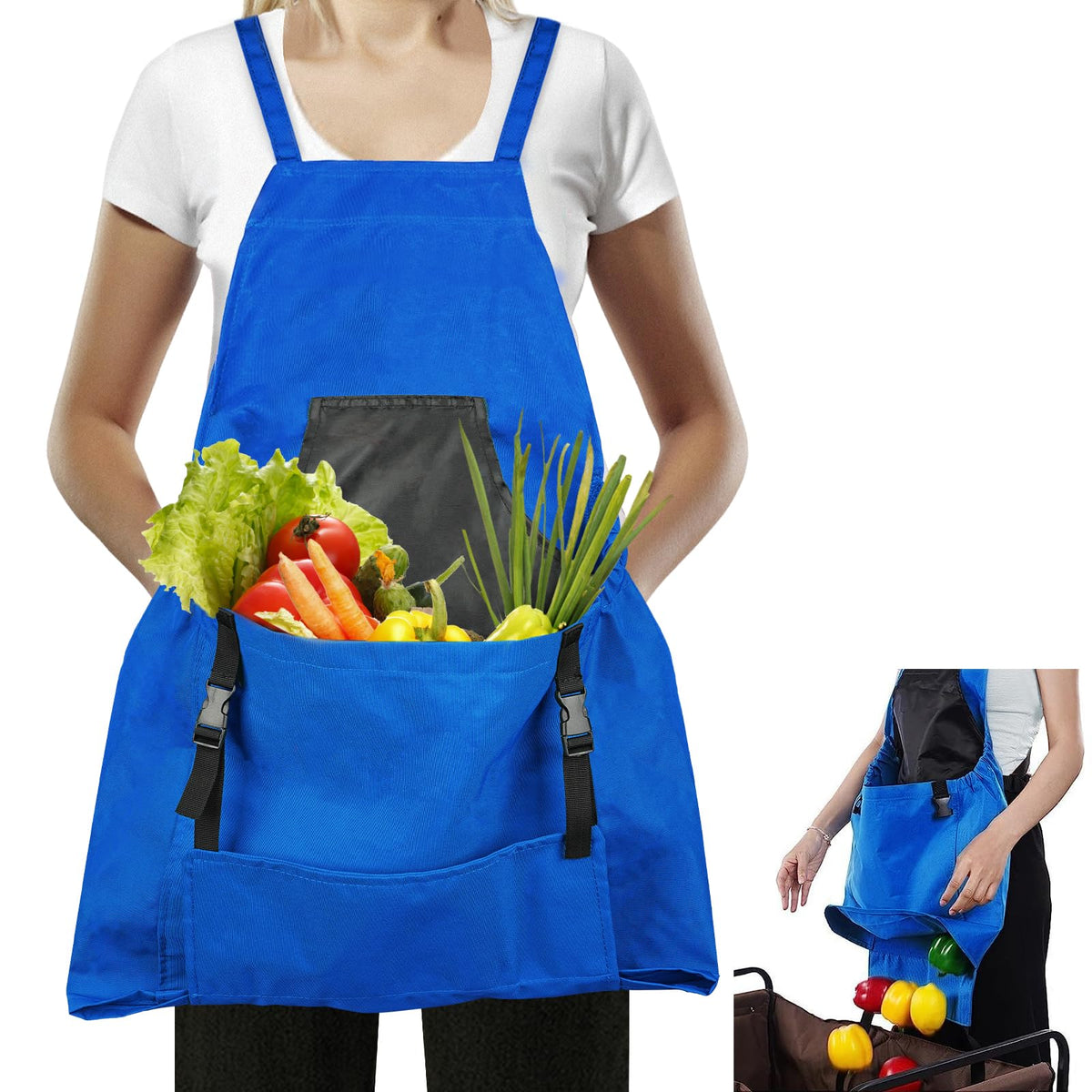 Talkson Gardening Apron with heavy-duty pocket showing 25lb harvest capacity for orchard tasks