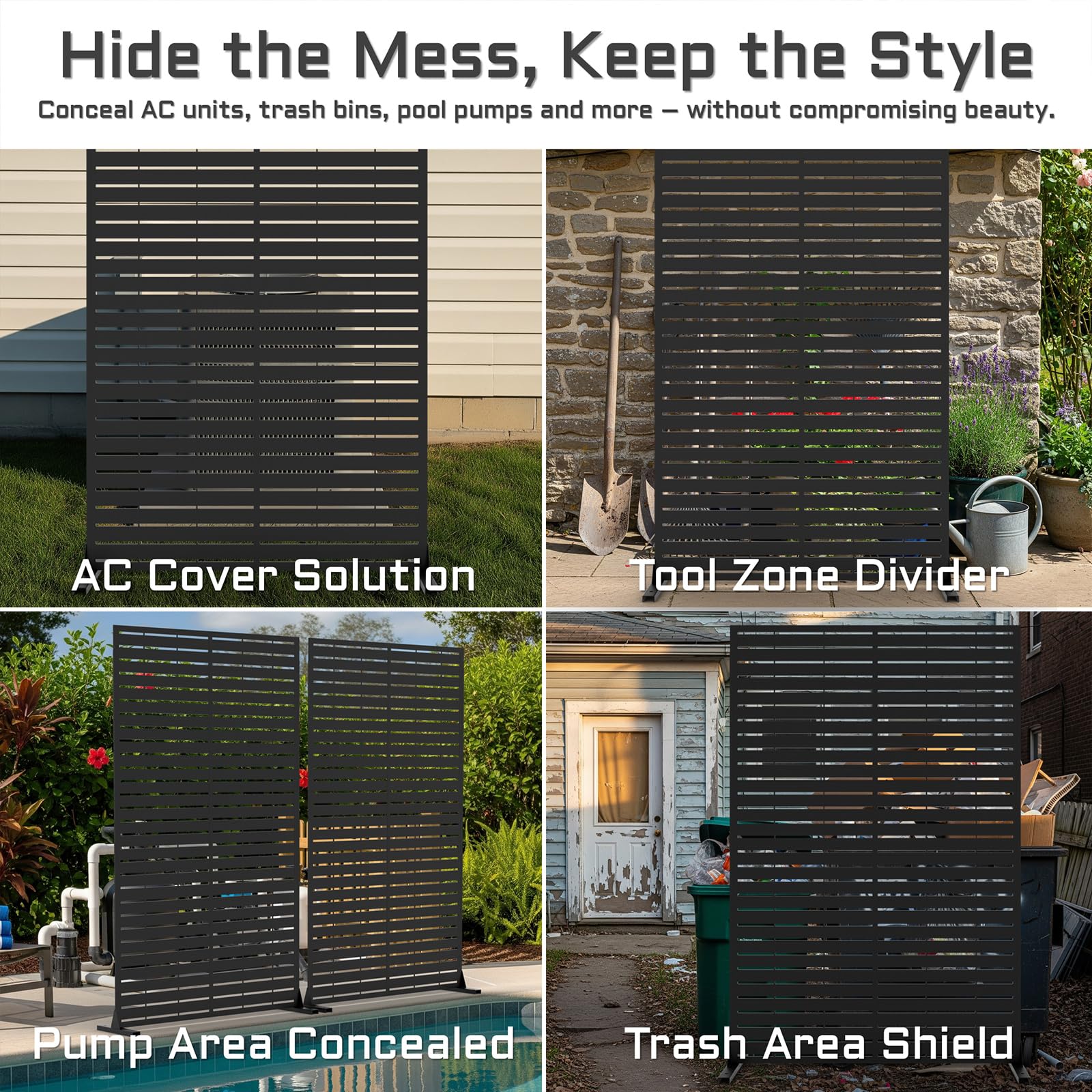 TALLYVER 72H louvered panel enhances patio aesthetics with clean lines.