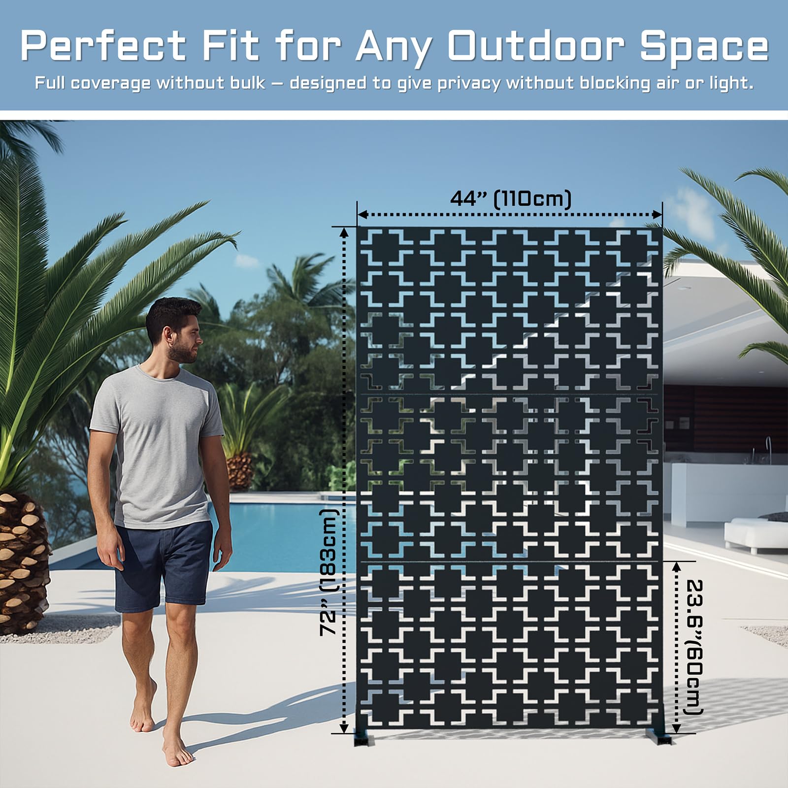TALLYVER backyard screening provides versatile privacy without drilling or permanent installation.
