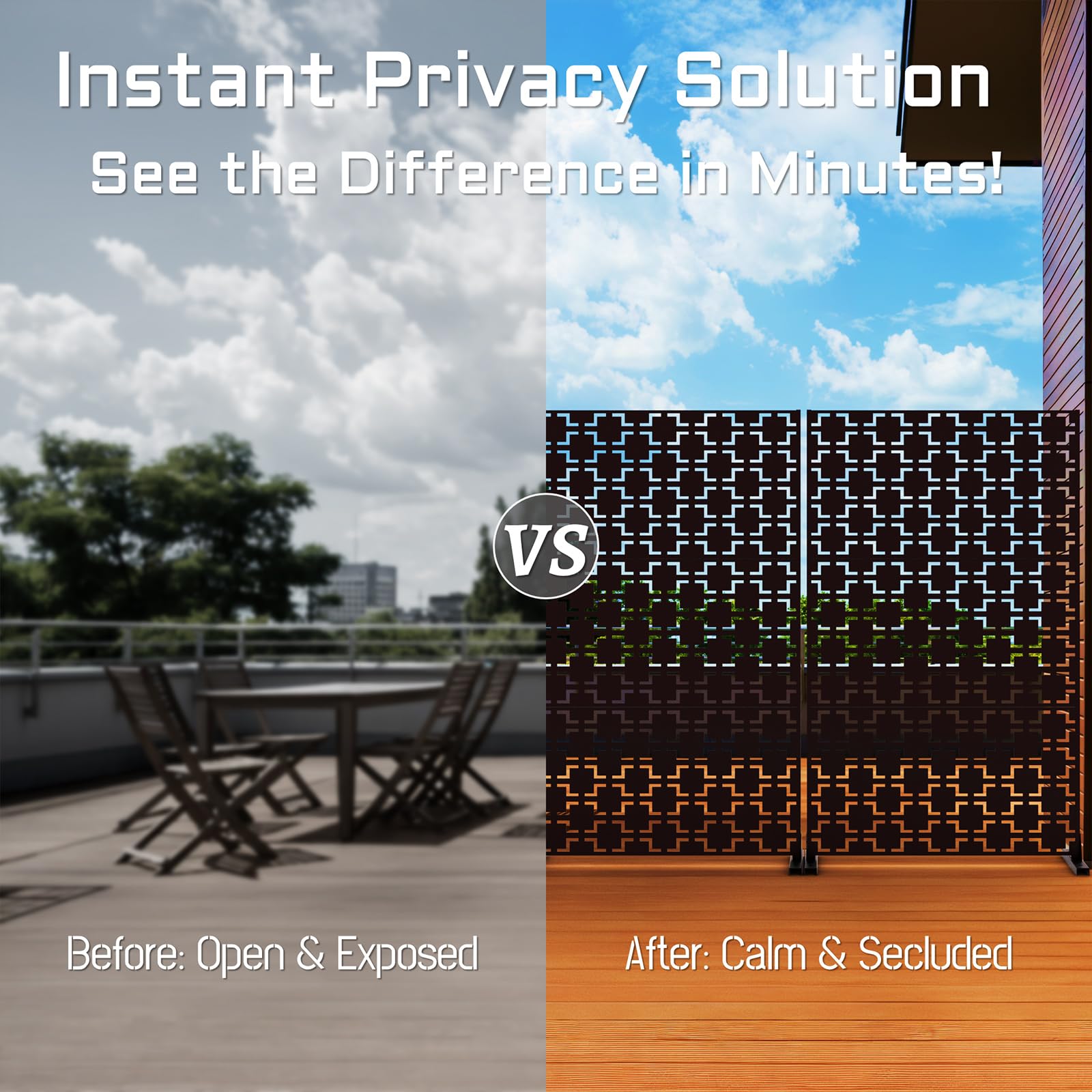 TALLYVER weatherproof metal fence withstands rain and sun for year-round privacy.