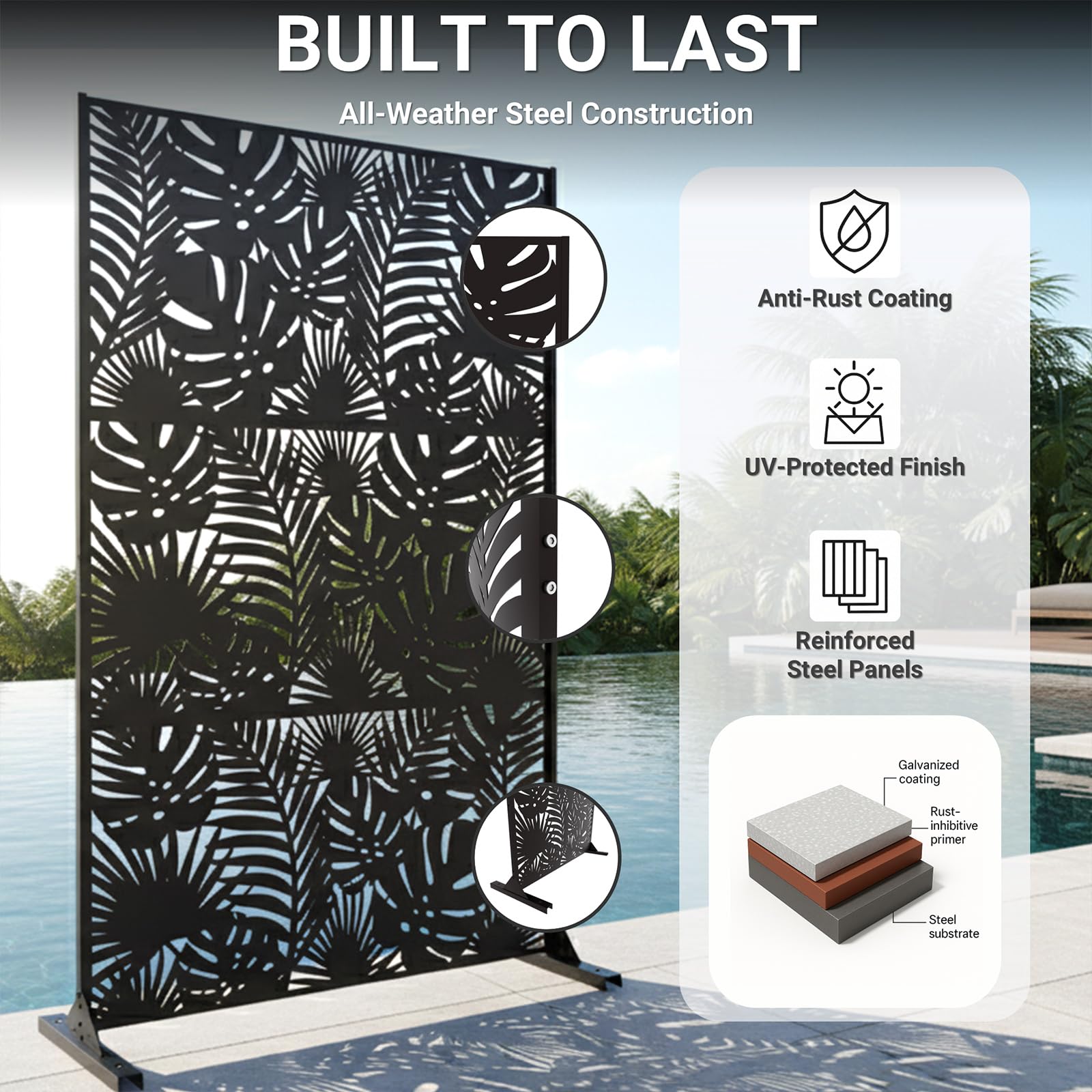 TALLYVER weatherproof steel fence withstands rain and sun