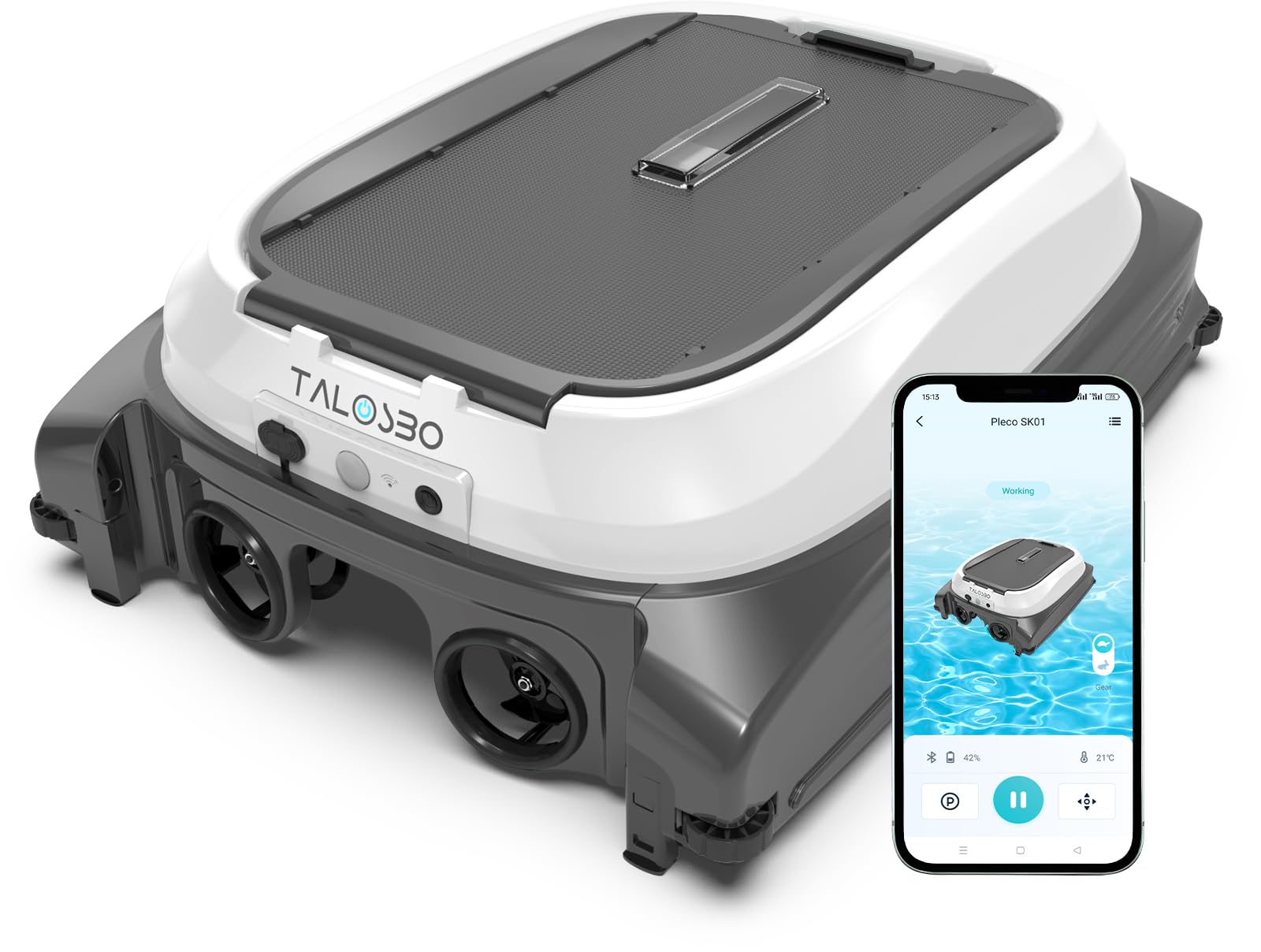 Talosbo Pleco SK01 solar panel powers eco friendly pool cleaning.