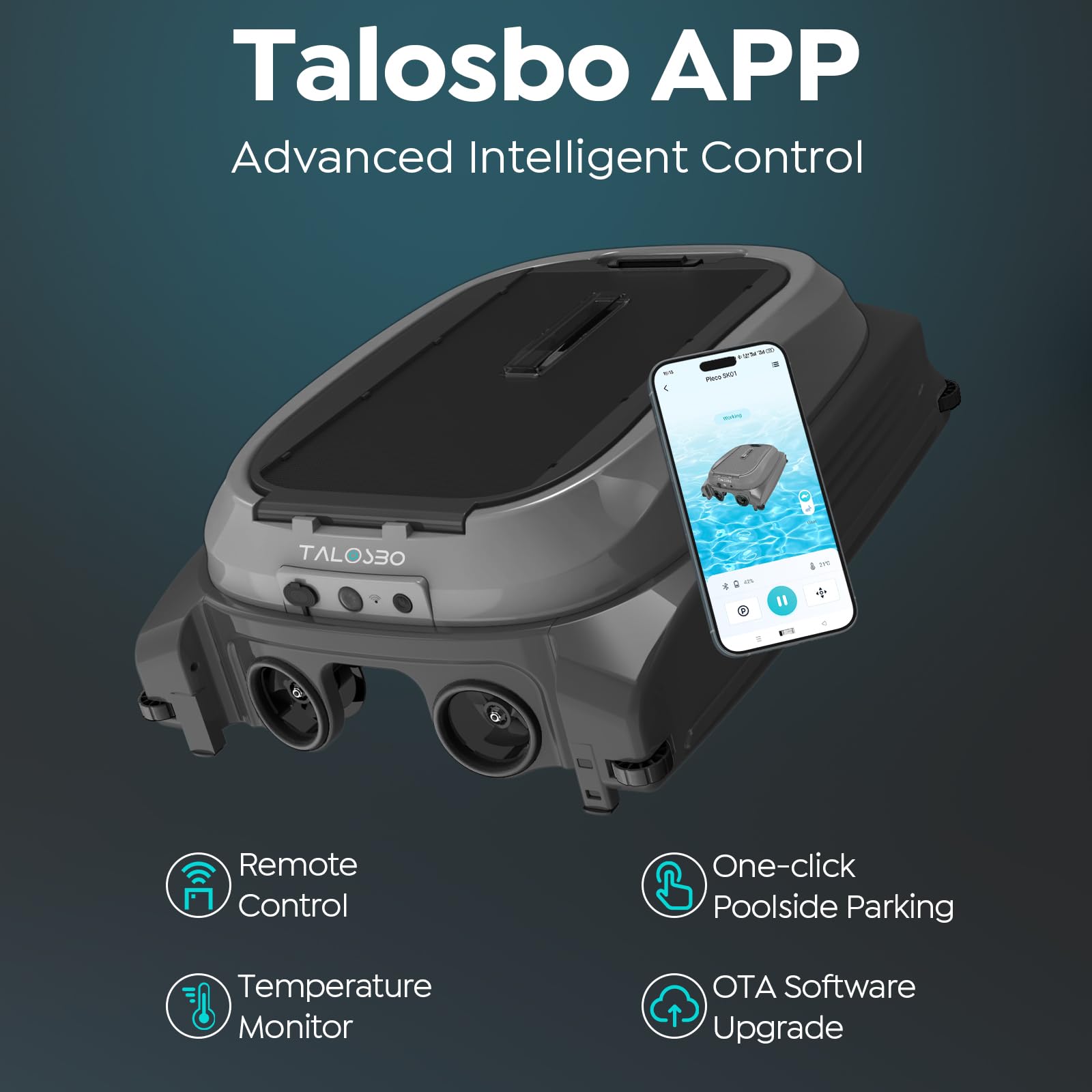 TALOSBO Pleco SK01 weather-resistant construction withstands outdoor pool conditions.