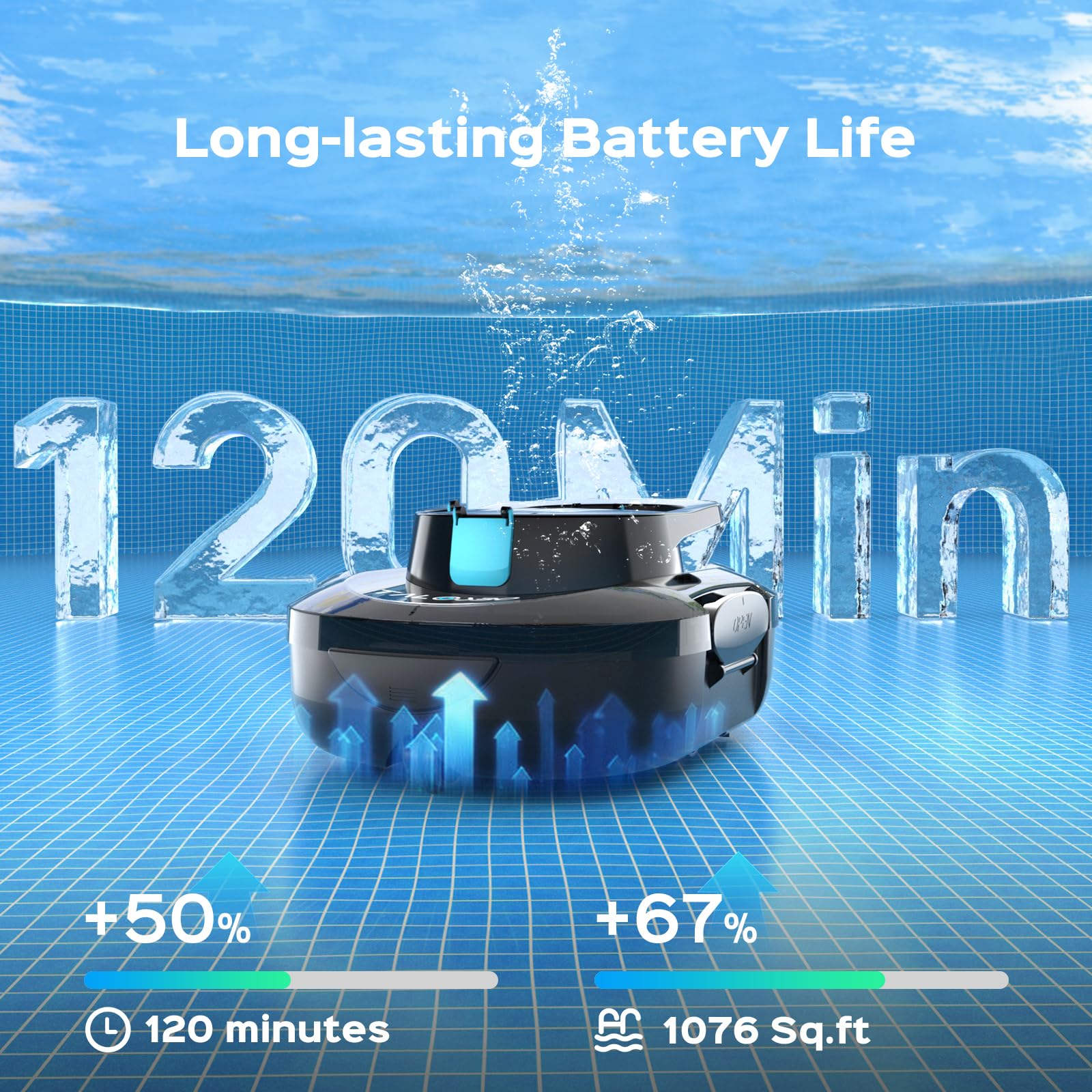 Talosbo S1 Pro runs up to 120 minutes for extended pool sessions