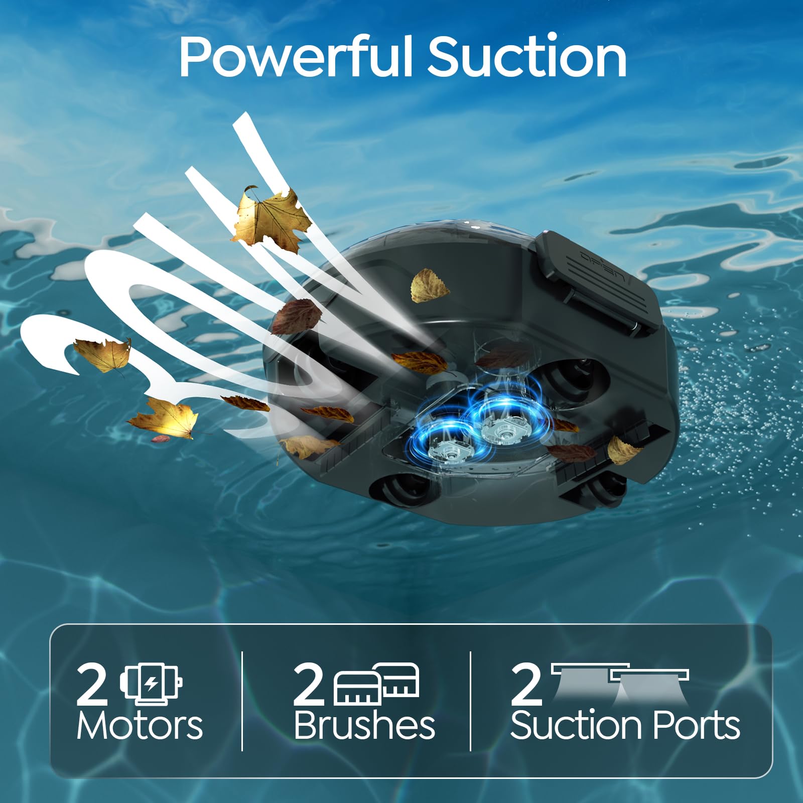 TALOSBO S2 cordless suction powers debris pickup across the pool floor.