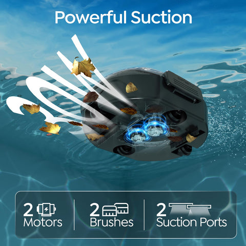 TALOSBO S2 cordless suction powers debris pickup across the pool floor.