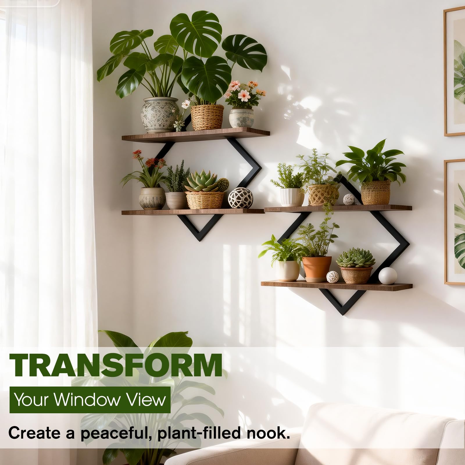 Talvadi two-pack plant holder shelves, easy indoor greenery organization.