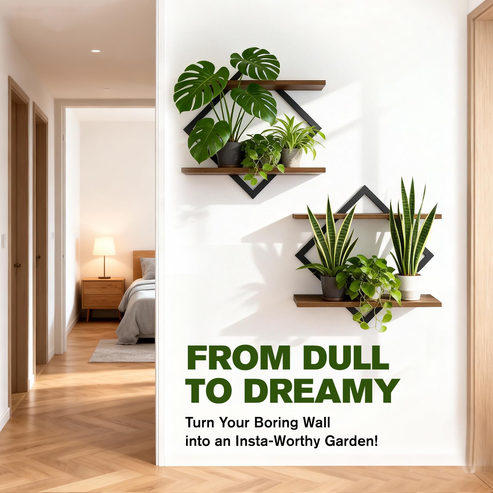 Talvadi modern brown wall plant holder, sleek and functional decor.