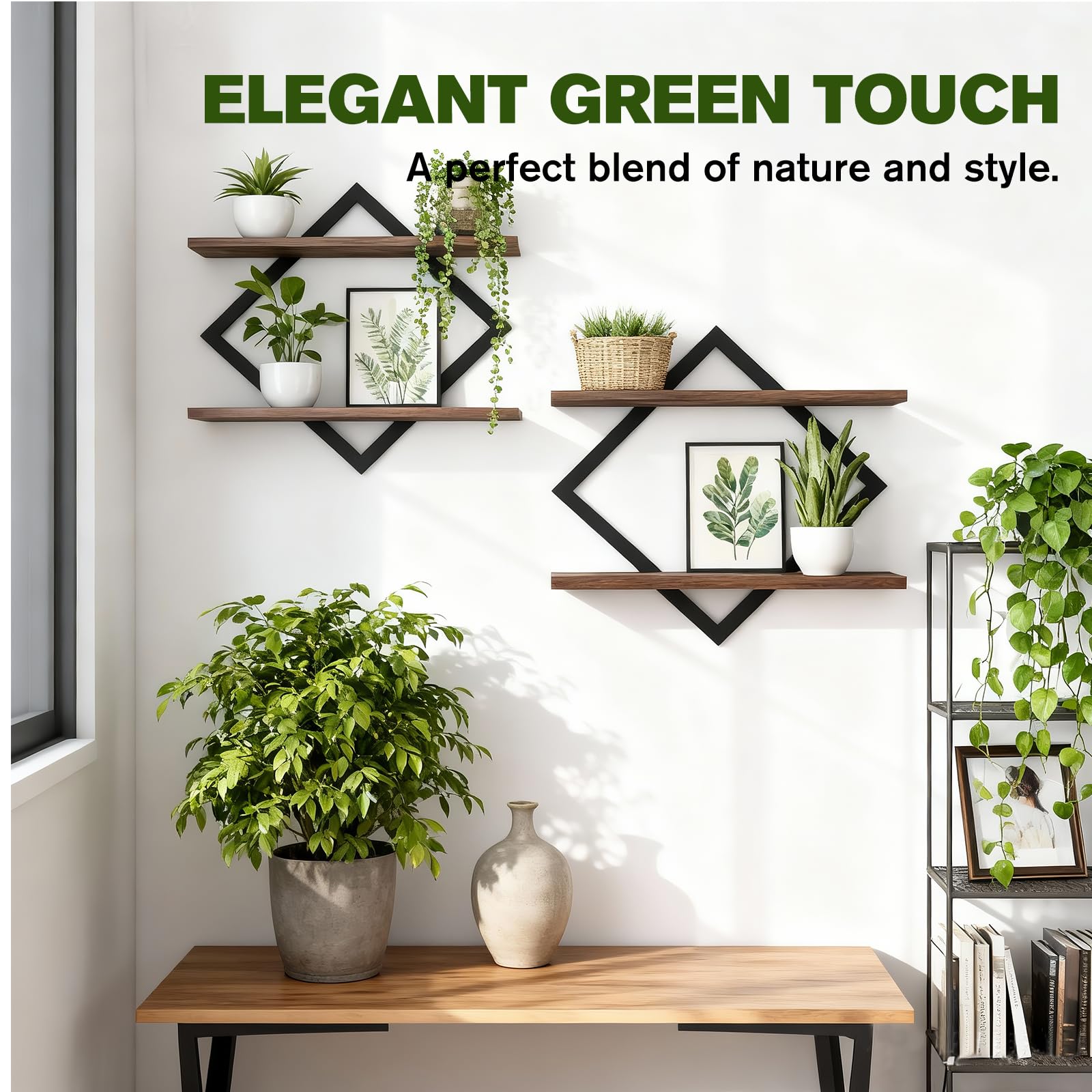 Talvadi wall mount plant display in brown, quick and sturdy installation.