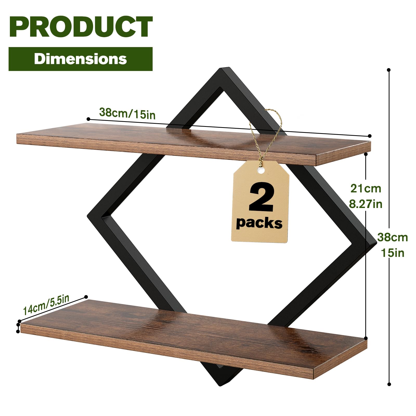 Talvadi brown wall shelves for plants, versatile display on living room walls.