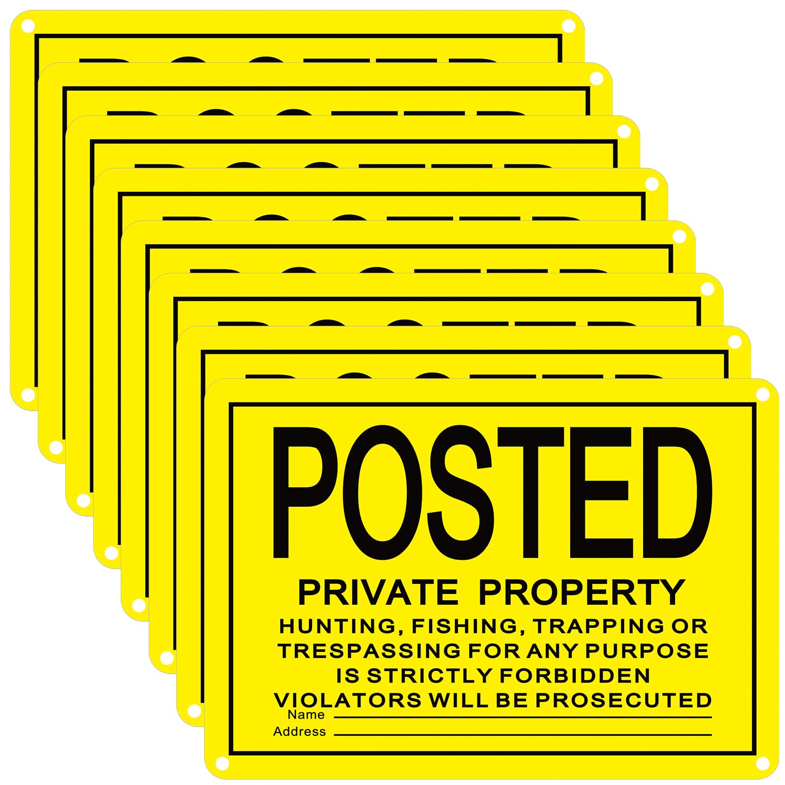 Tandefio no trespassing signs yellow 10x7 inches for outdoor deterrence