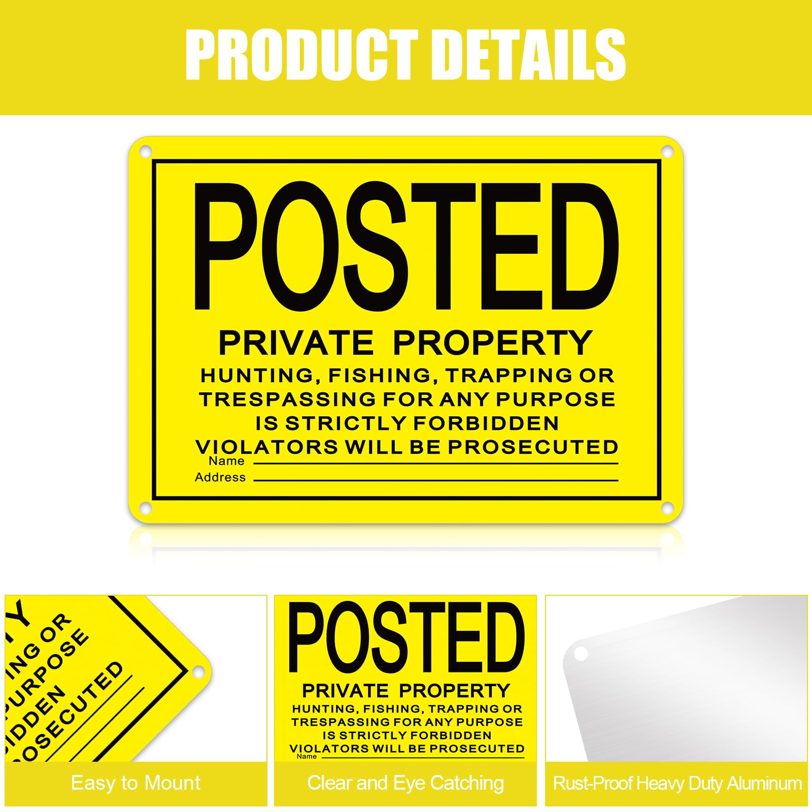 Tandefio reflective no trespassing sign enhances night visibility