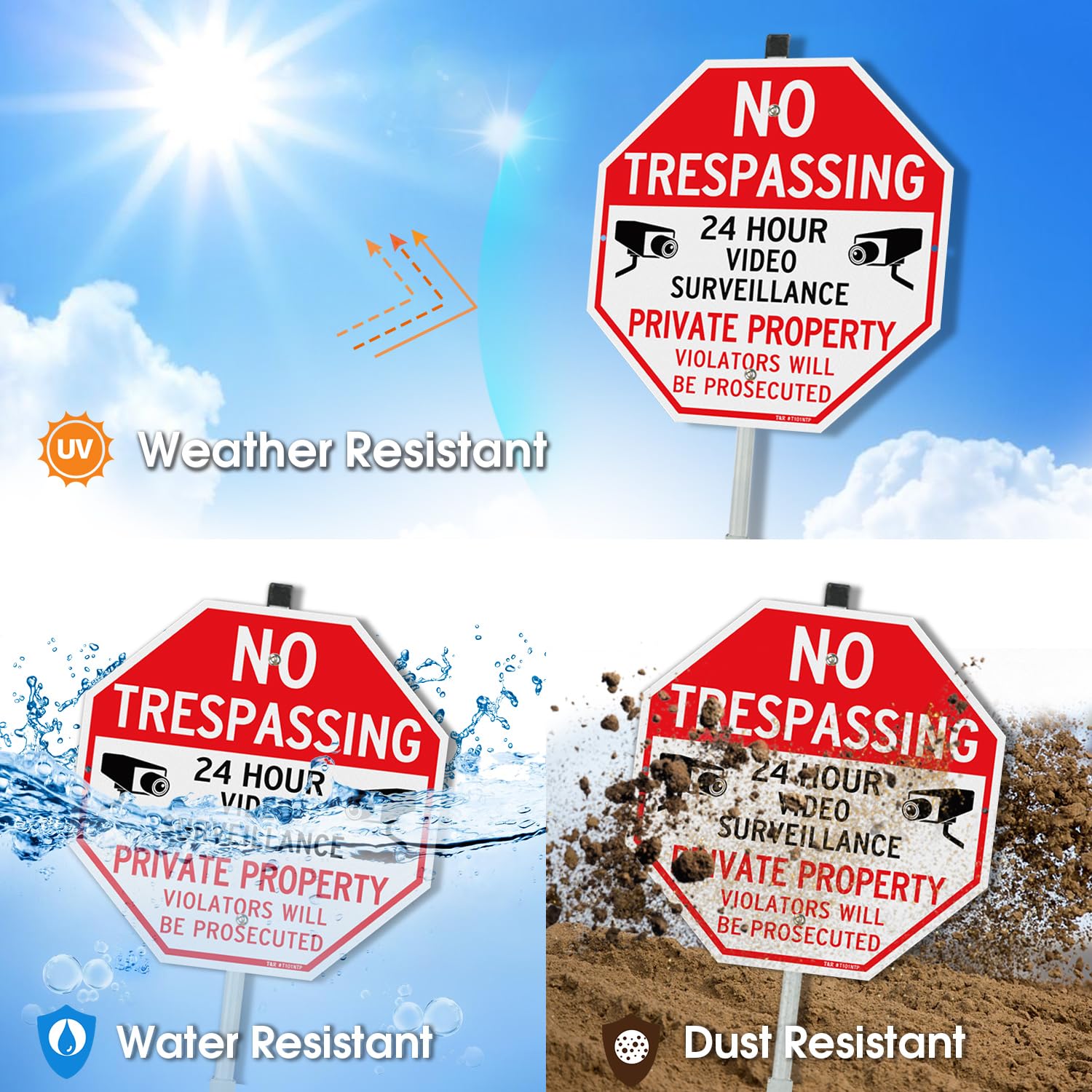 T&R heavy aluminum rust-free .040 sign for long-lasting outdoor use.