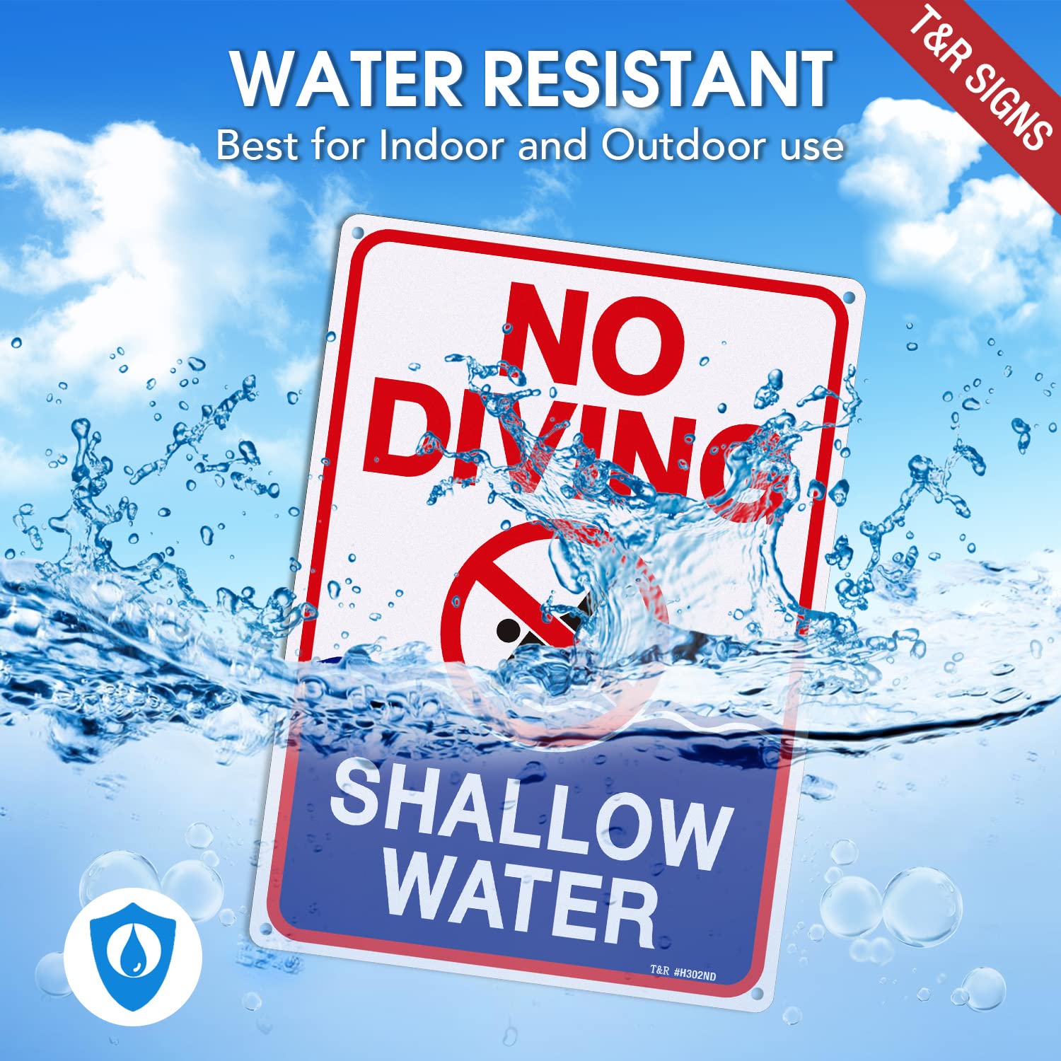 T&R No Diving Sign mounted outdoors for clear safety messaging.