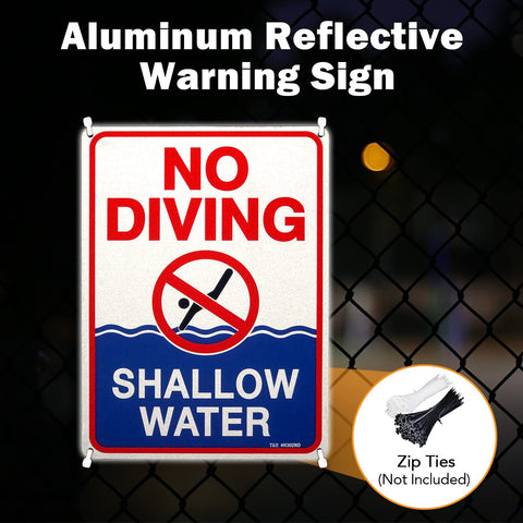 T&R No Diving Sign with UV protection resists fading in sun exposure.