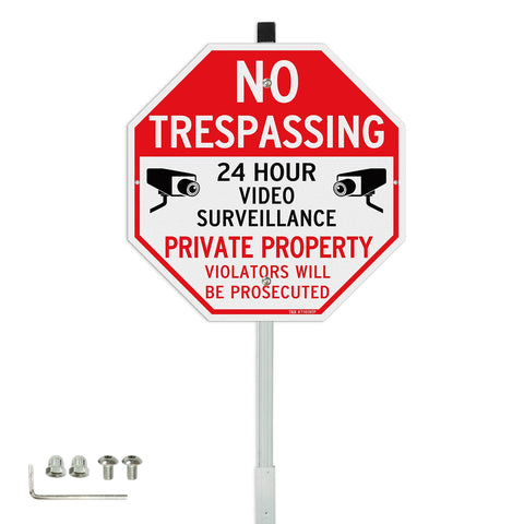 T&R No Trespassing sign on durable 12x12 aluminum with reflective finish