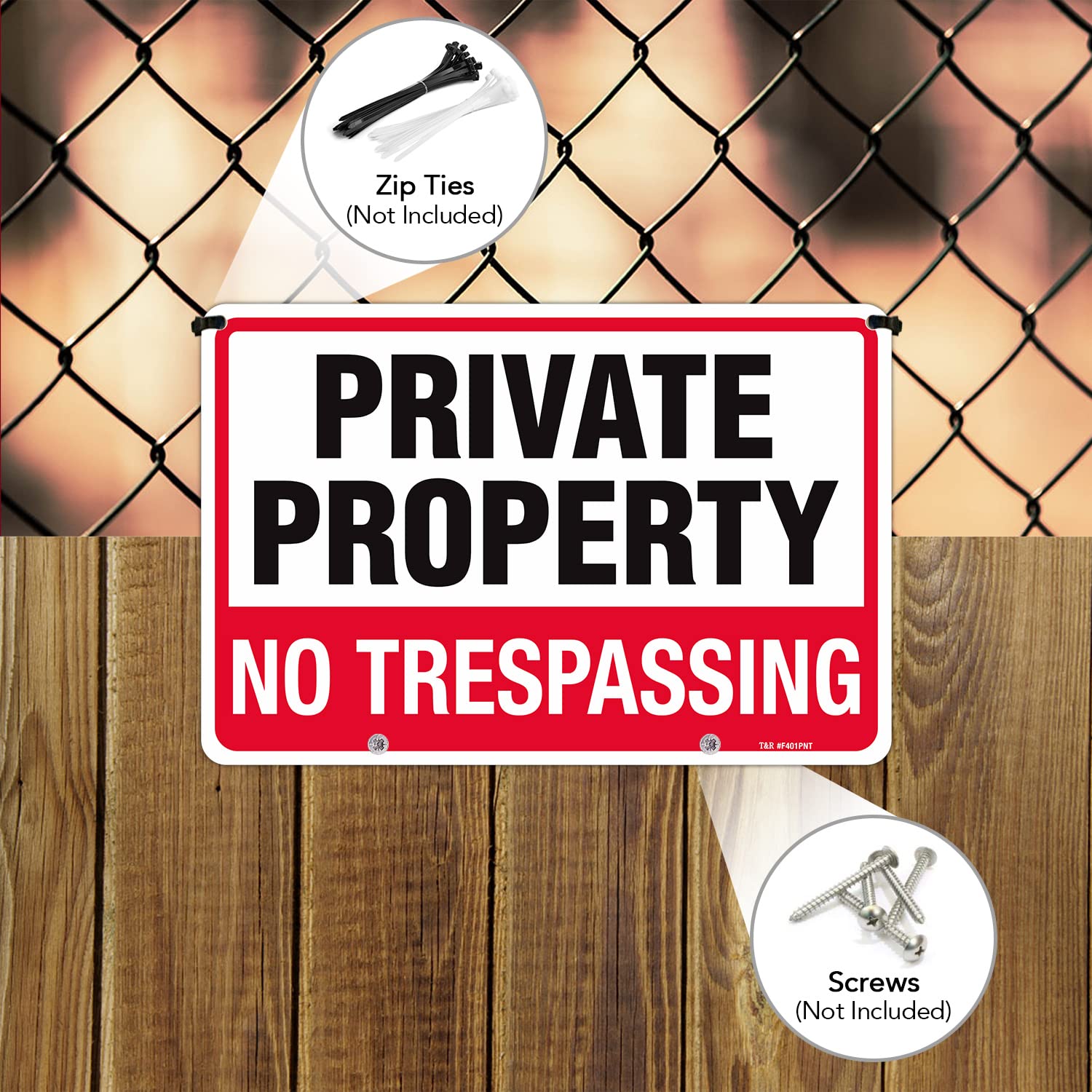 T&R sign displays clear Private Property No Trespassing warning.