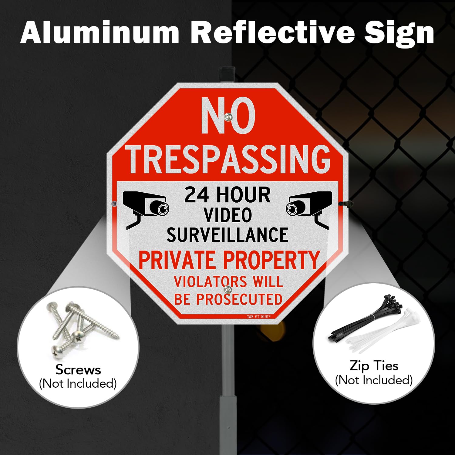 T&R weatherproof sign withstands rain and sun, preserving legibility.