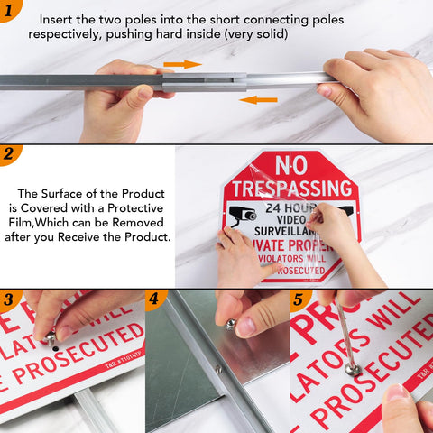 T&R reflective warning sign improves nighttime visibility and deterrence.
