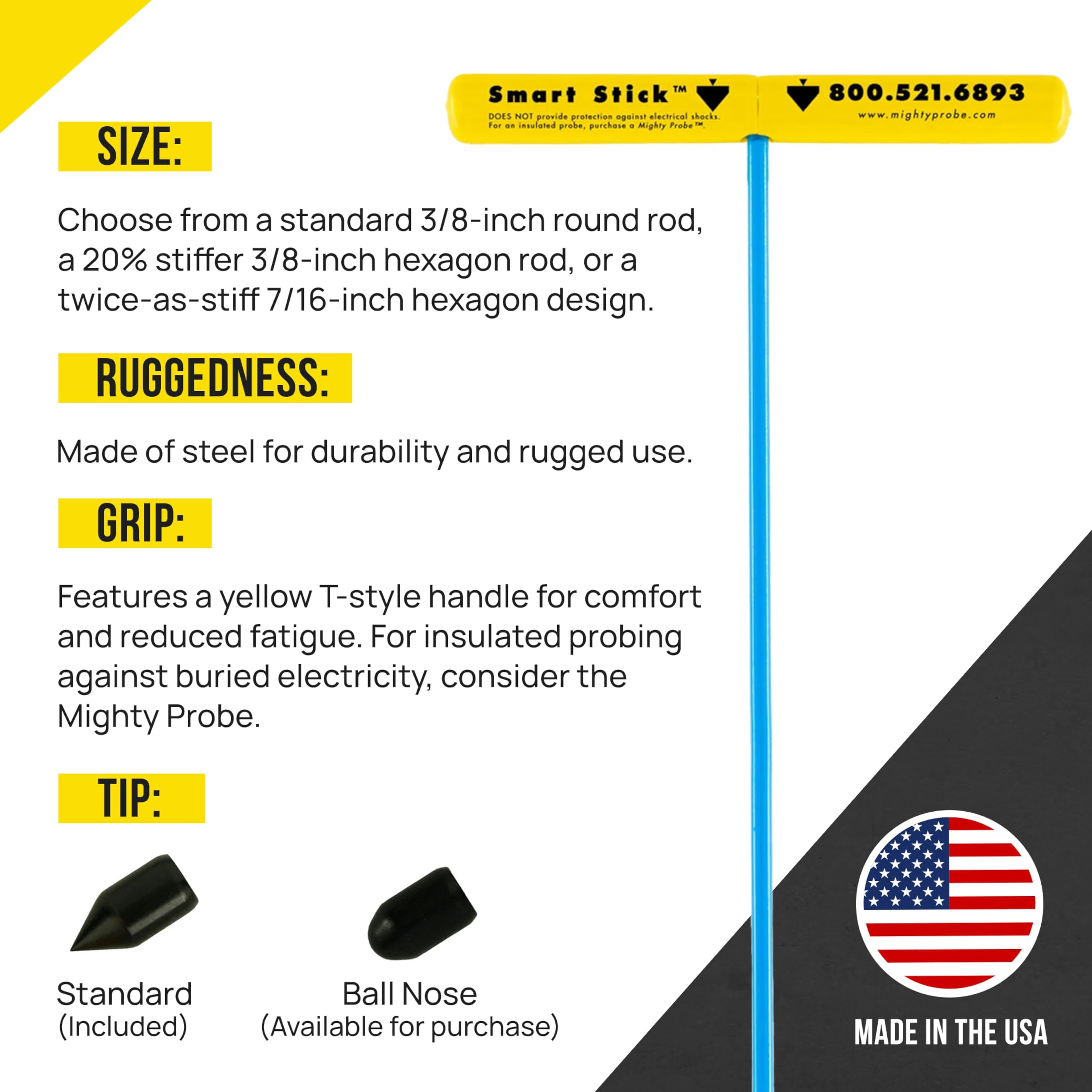 T&T Tools Smart Stick with ergonomic handle for secure grip during long locating sessions.