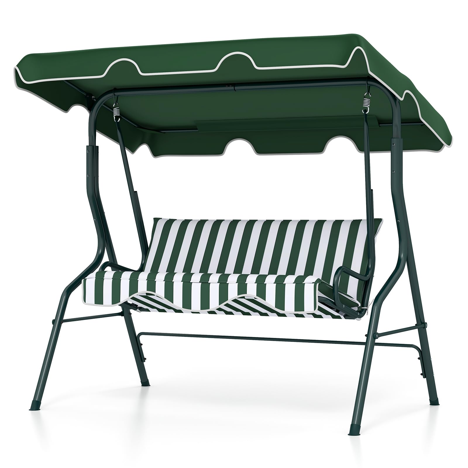 Tangkula 3 person porch swing frame for sturdy outdoor seating and stability.