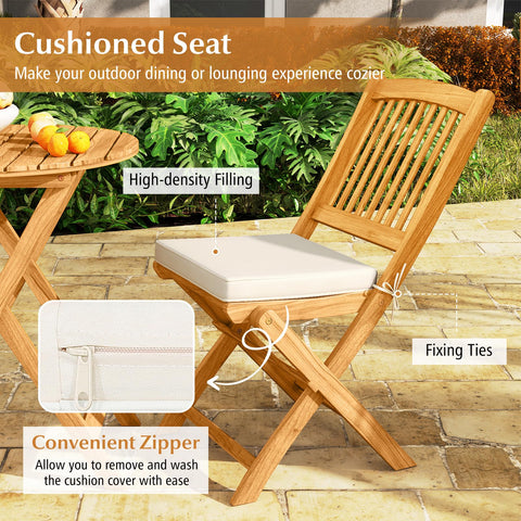 Navy blue cushion on Tangkula bistro chair with secure ties