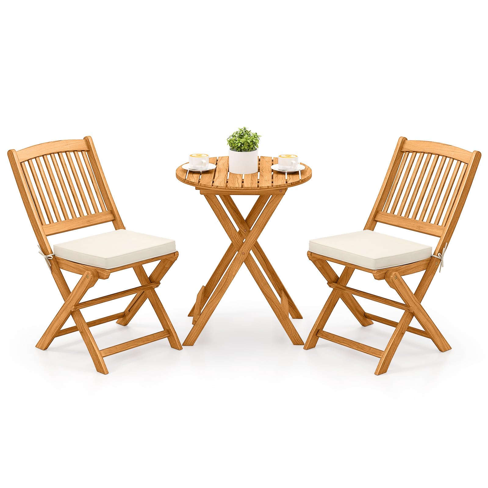 Tangkula acacia wood patio bistro table for easy outdoor dining