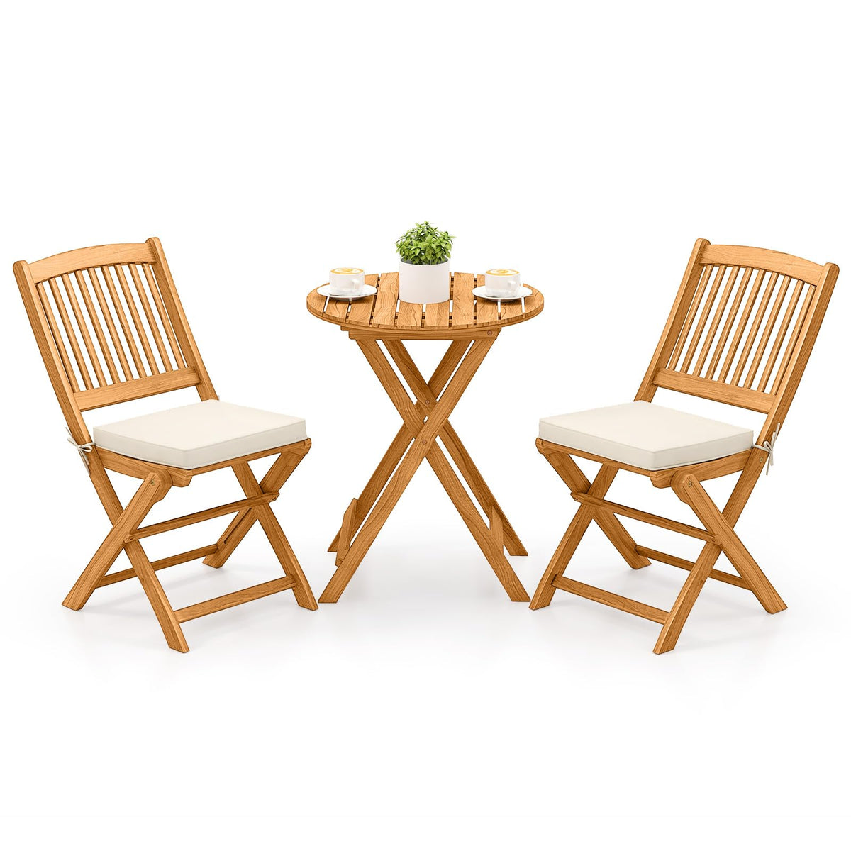 Tangkula acacia wood patio bistro table for easy outdoor dining