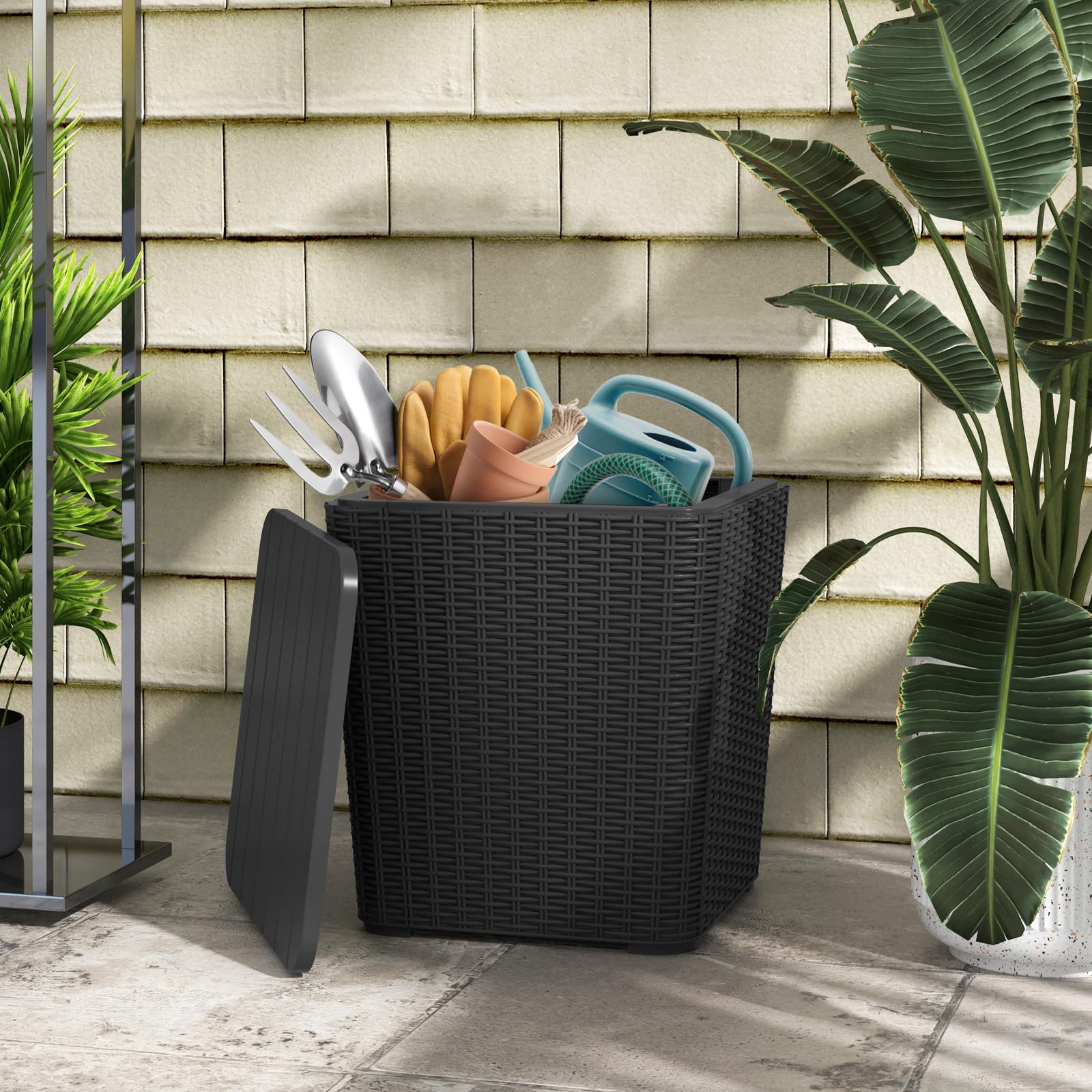 Tangkula brown black finish complements outdoor spaces