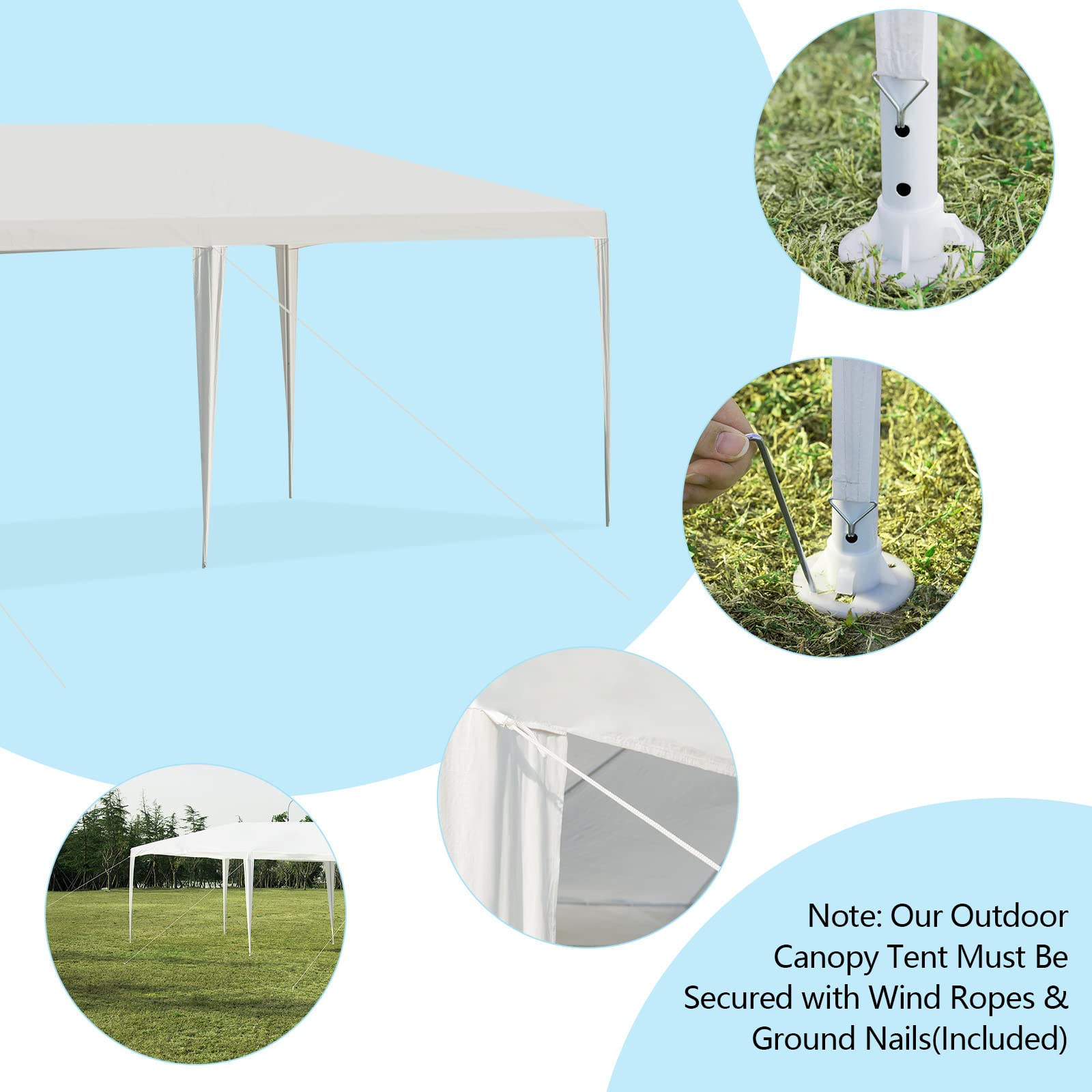 Tangkula dimension-10x20-tent illustrates generous footprint for gatherings and gear.