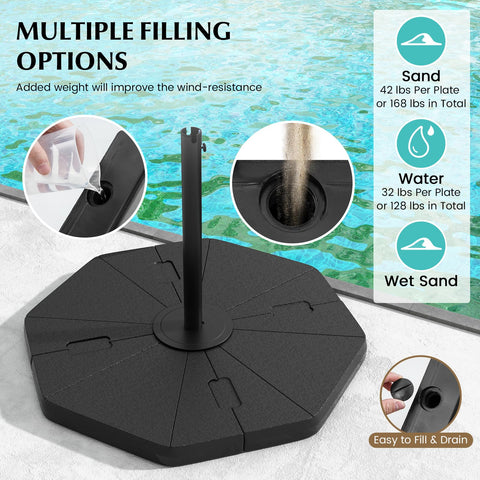 Tangkula HDPE base is durable and weather-resistant for outdoor use.