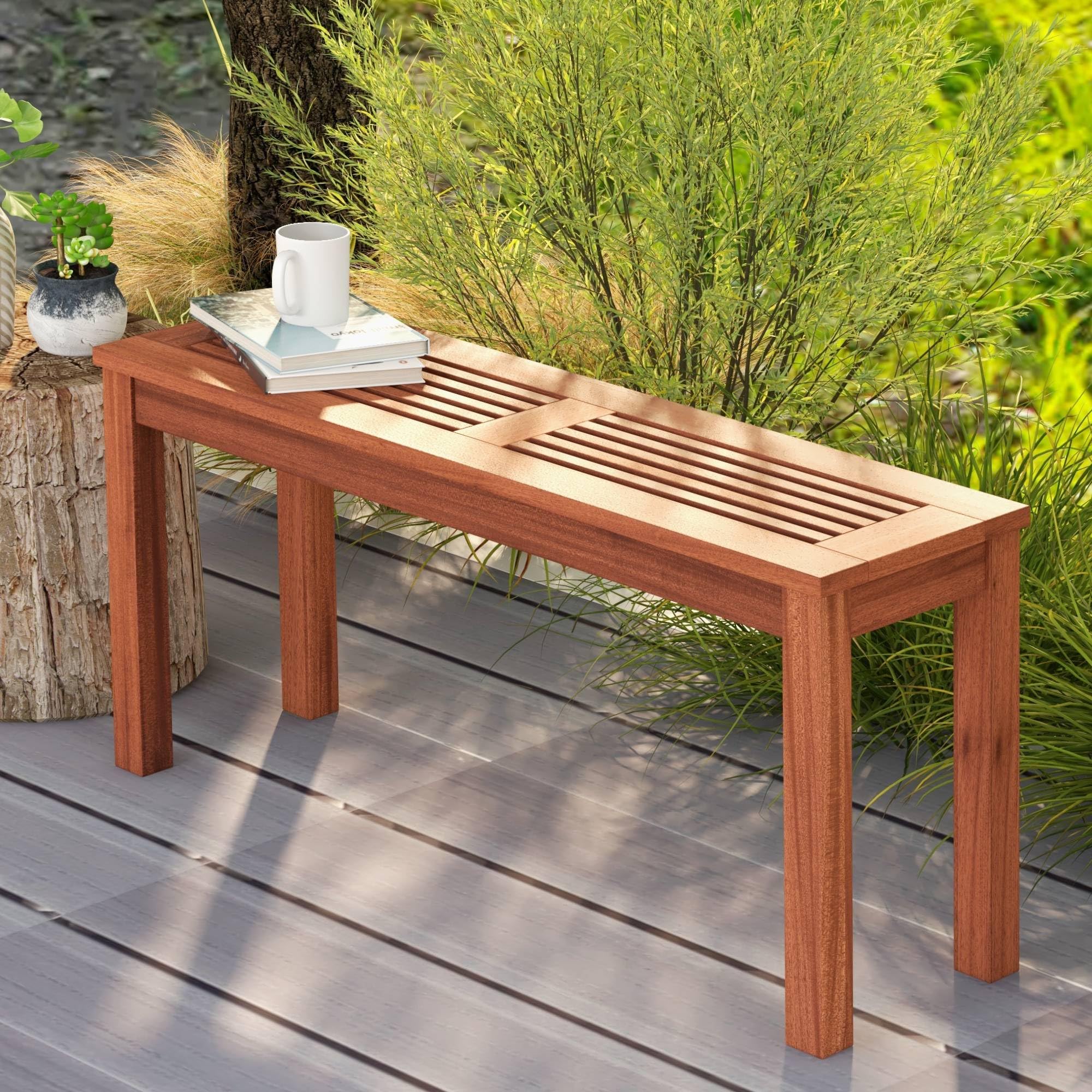 Tangkula loveseat-style bench with ample length for two adults.