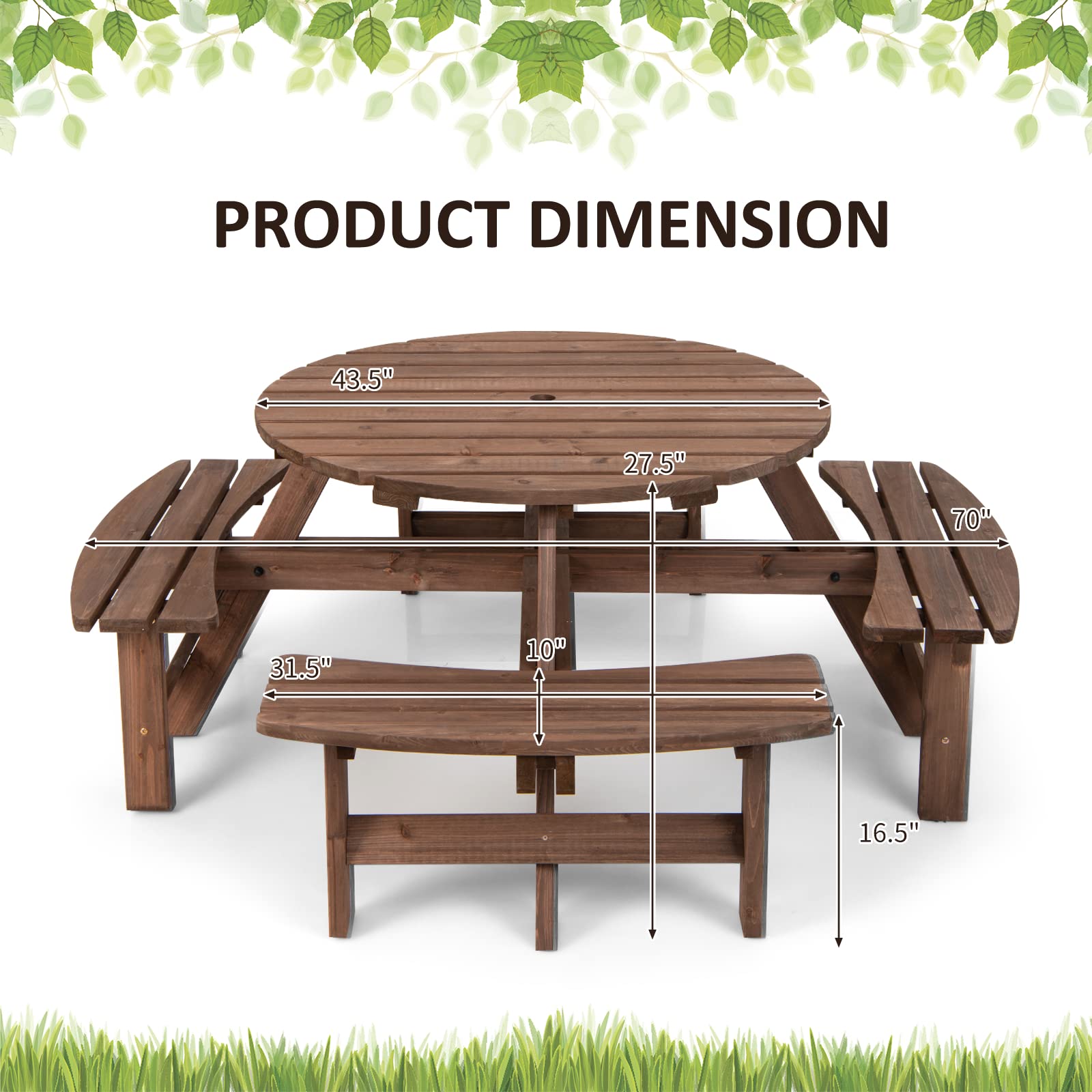 Tangkula outdoor table showcases natural rustic wood grain for garden decor