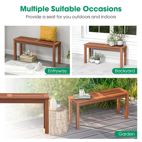 Tangkula bench showcases natural wood appearance and burr-free finish.