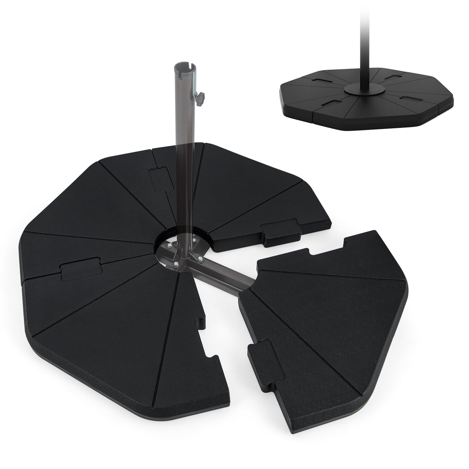 Tangkula offset umbrella base with four plates for enhanced stability.