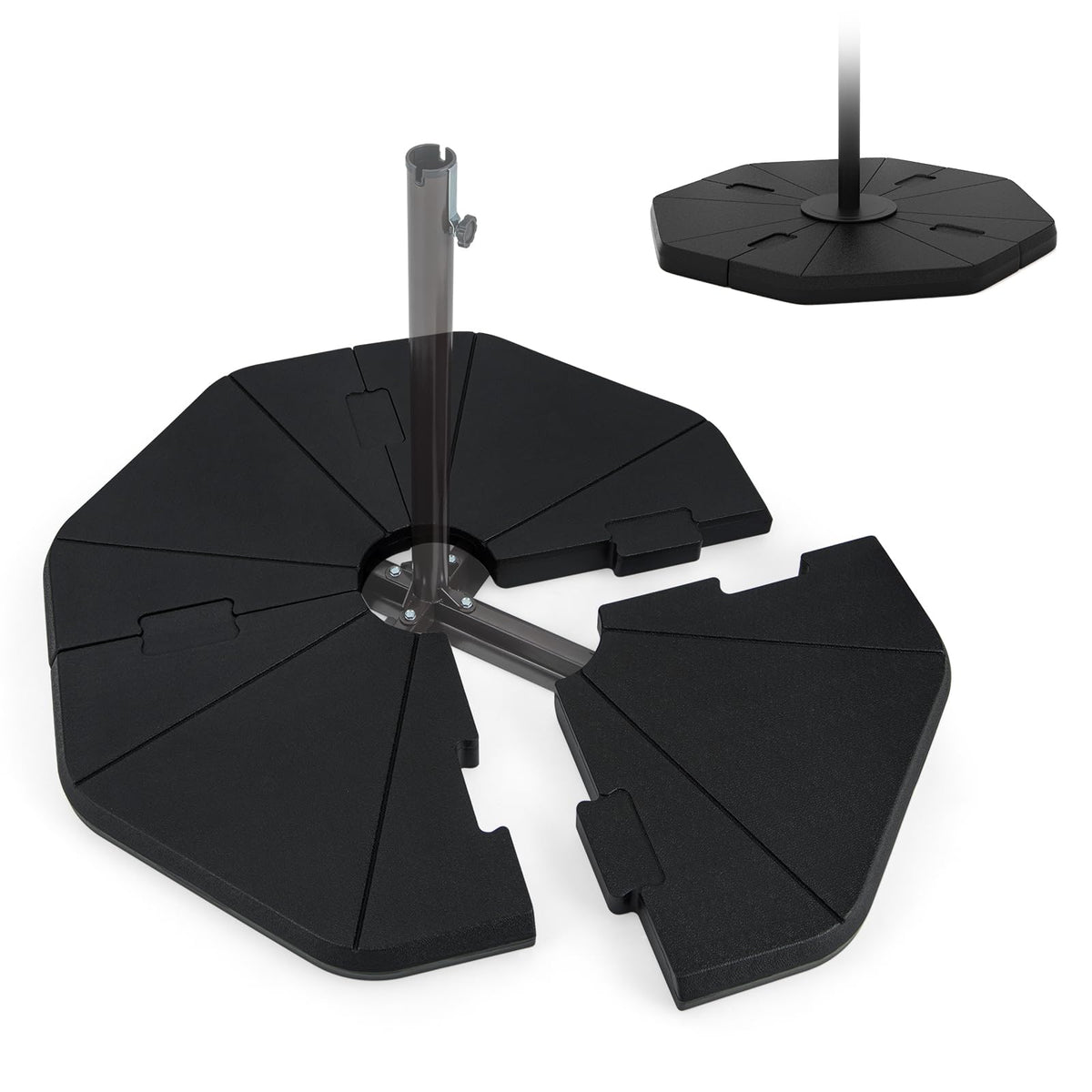 Tangkula offset umbrella base with four plates for enhanced stability.