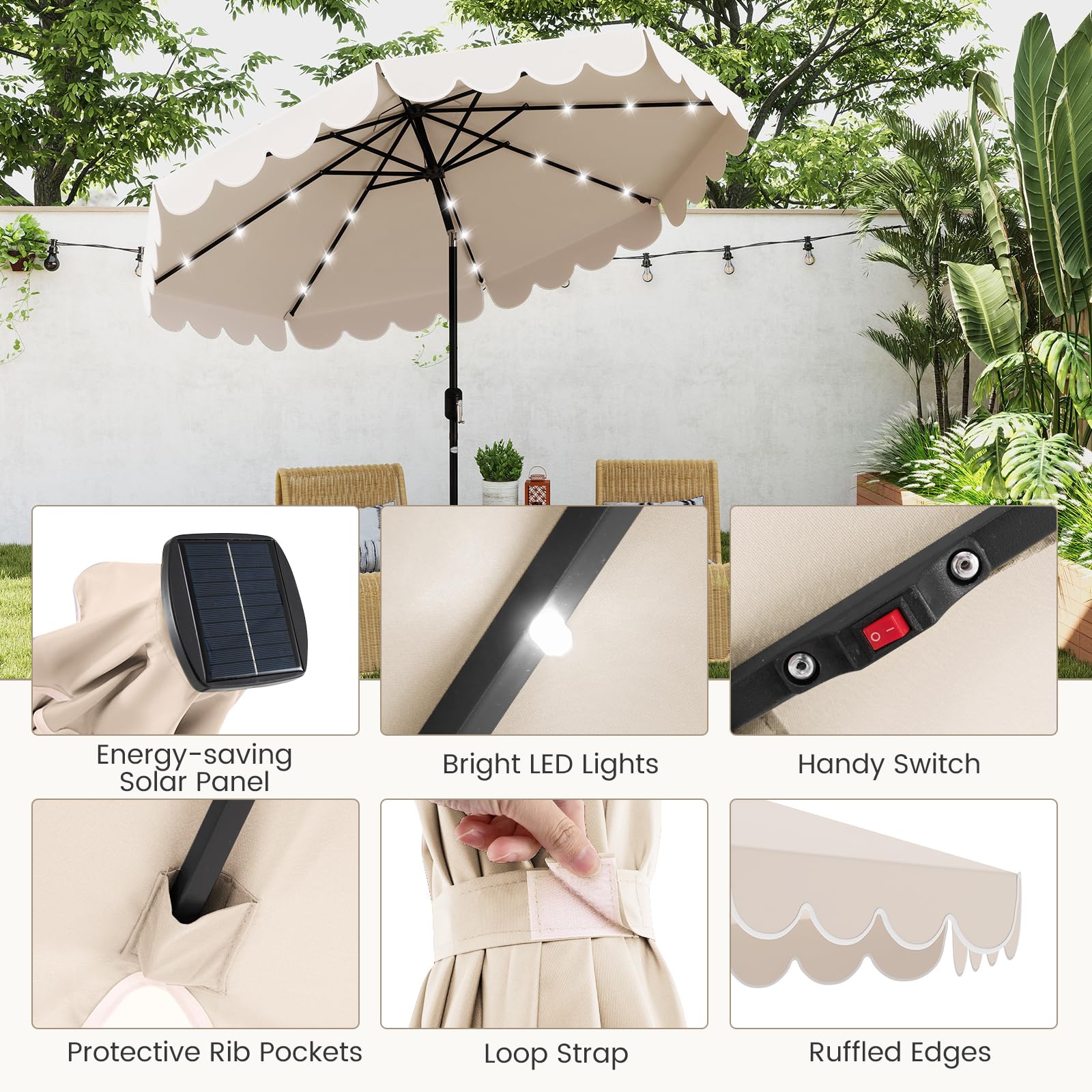 Tangkula fade-resistant polyester canopy for sun protection