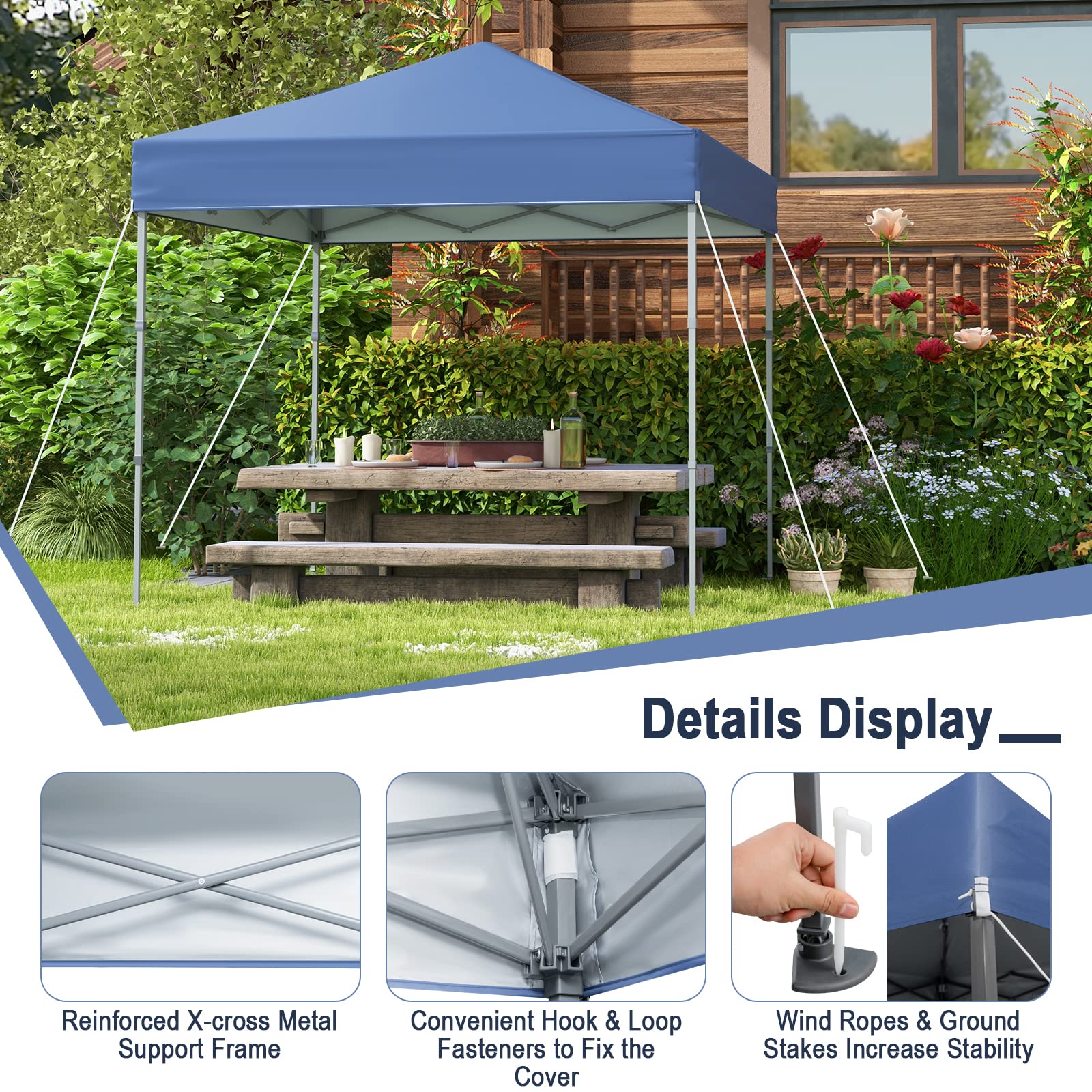 Tangkula 6.6x6.6 ft canopy enabling quick shade at gatherings