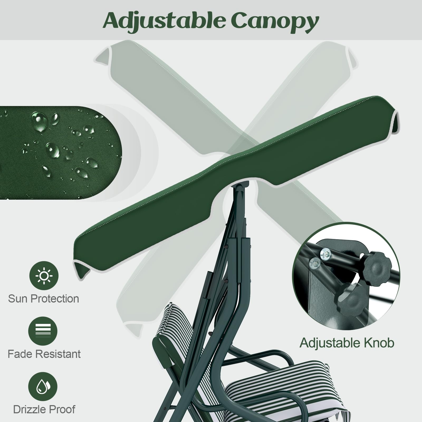 Tangkula powder coated steel frame resists rust for durable outdoor use.