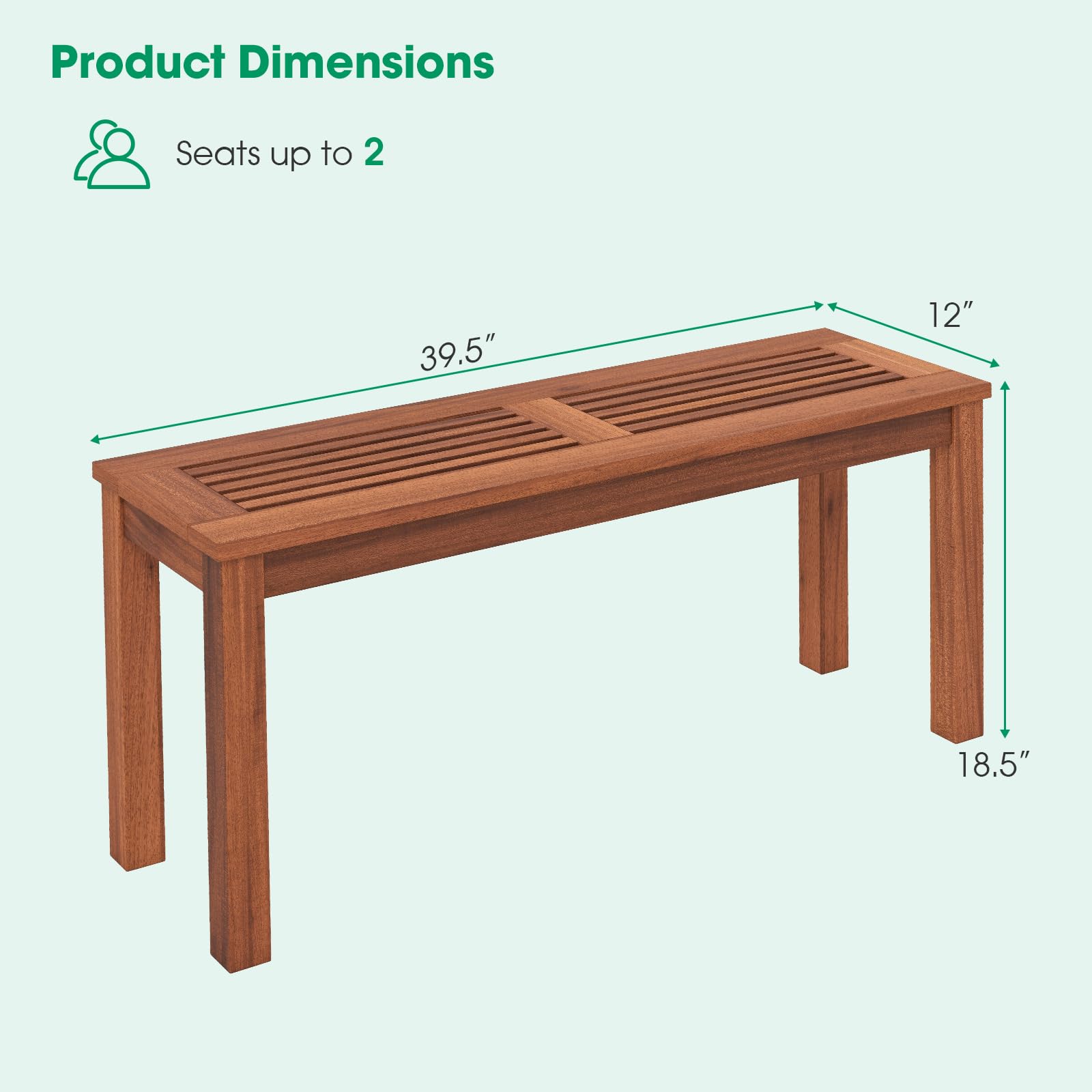 Tangkula solid wood bench with a sturdy frame for lasting outdoor use.