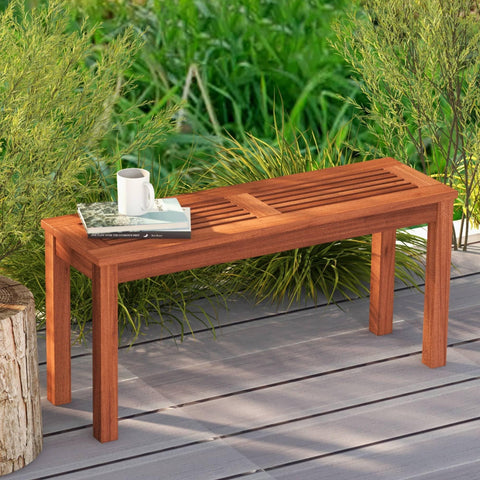 Tangkula two-person bench outdoors, inviting shared seating in garden or patio.