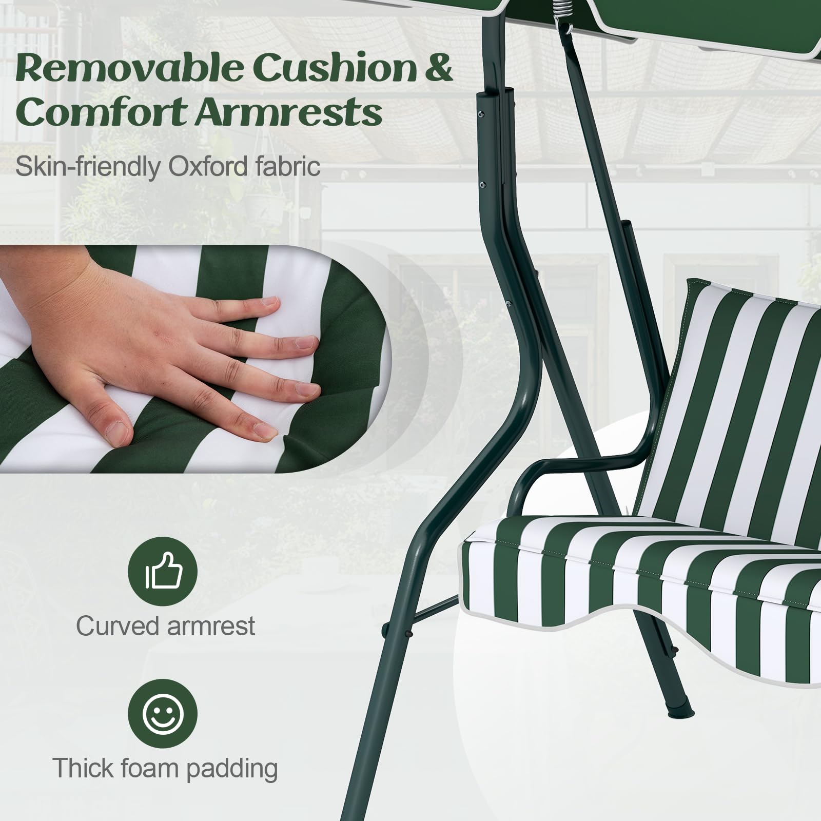 Tangkula waterproof fabric keeps occupants dry and comfortable outdoors.
