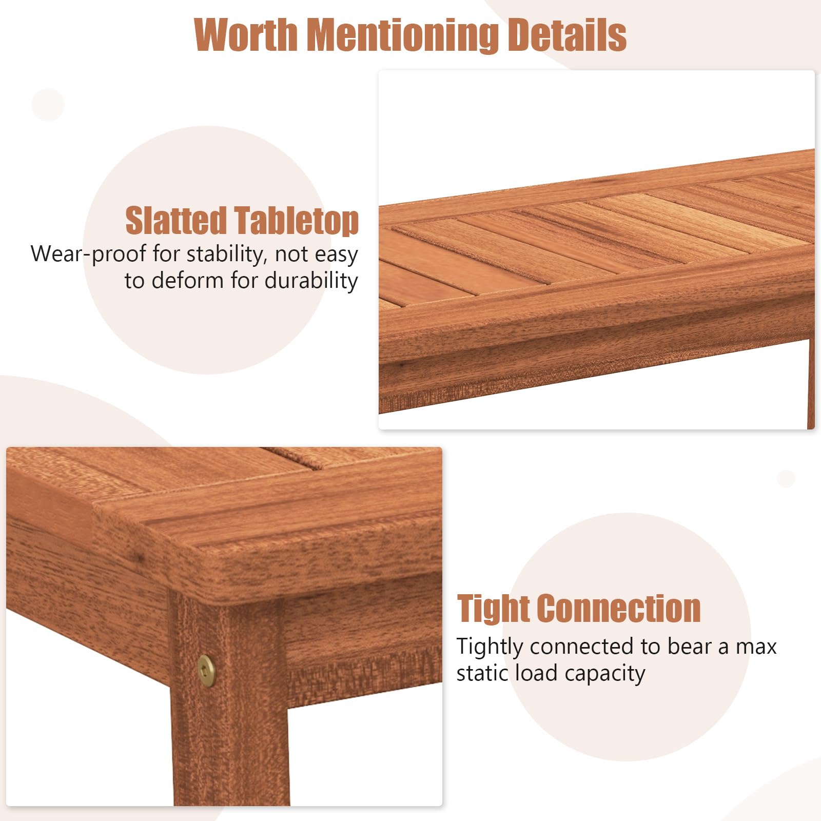 Tangkula smooth waterproof surface cleans quickly with a cloth.