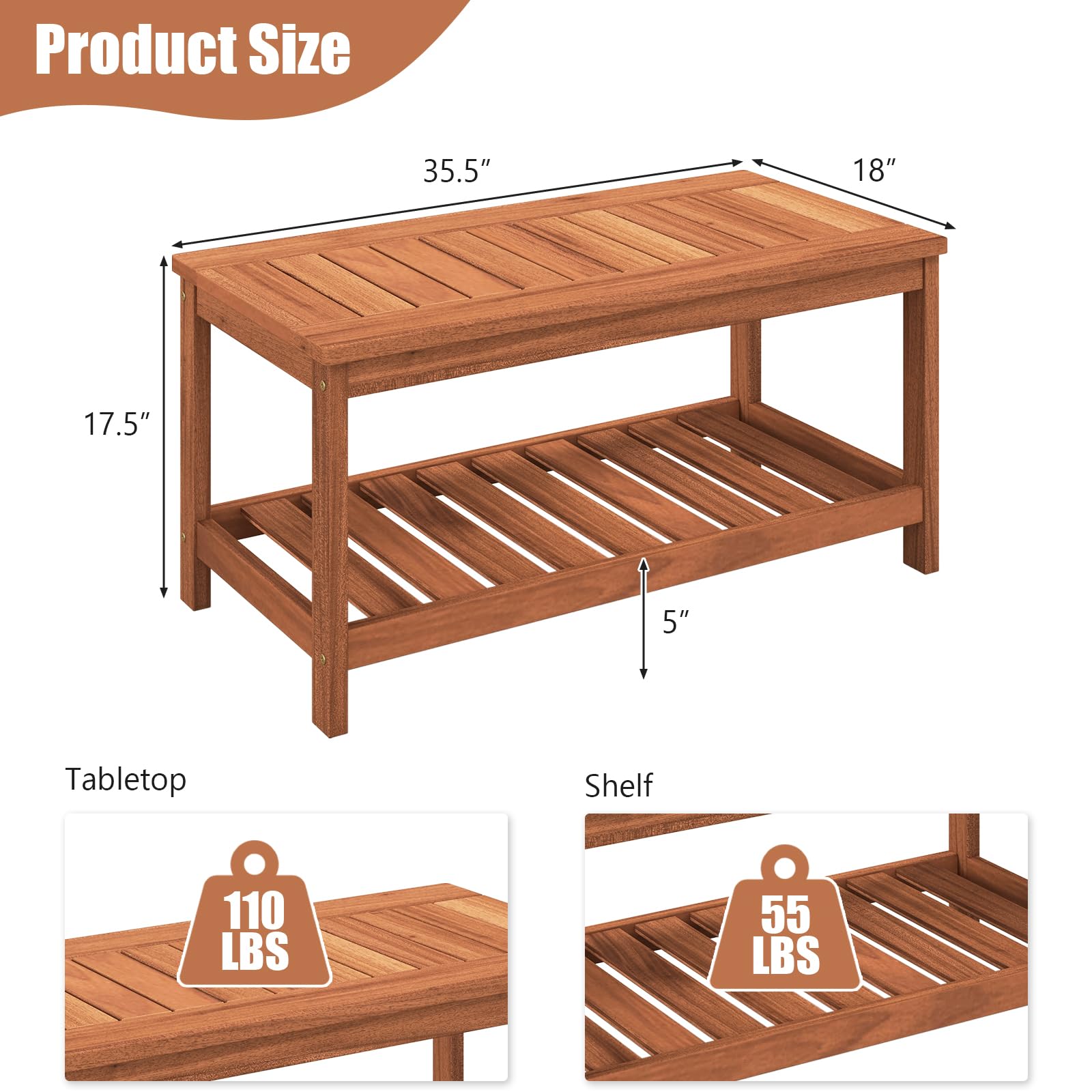 Tangkula natural finish adds rustic charm to patio or balcony.