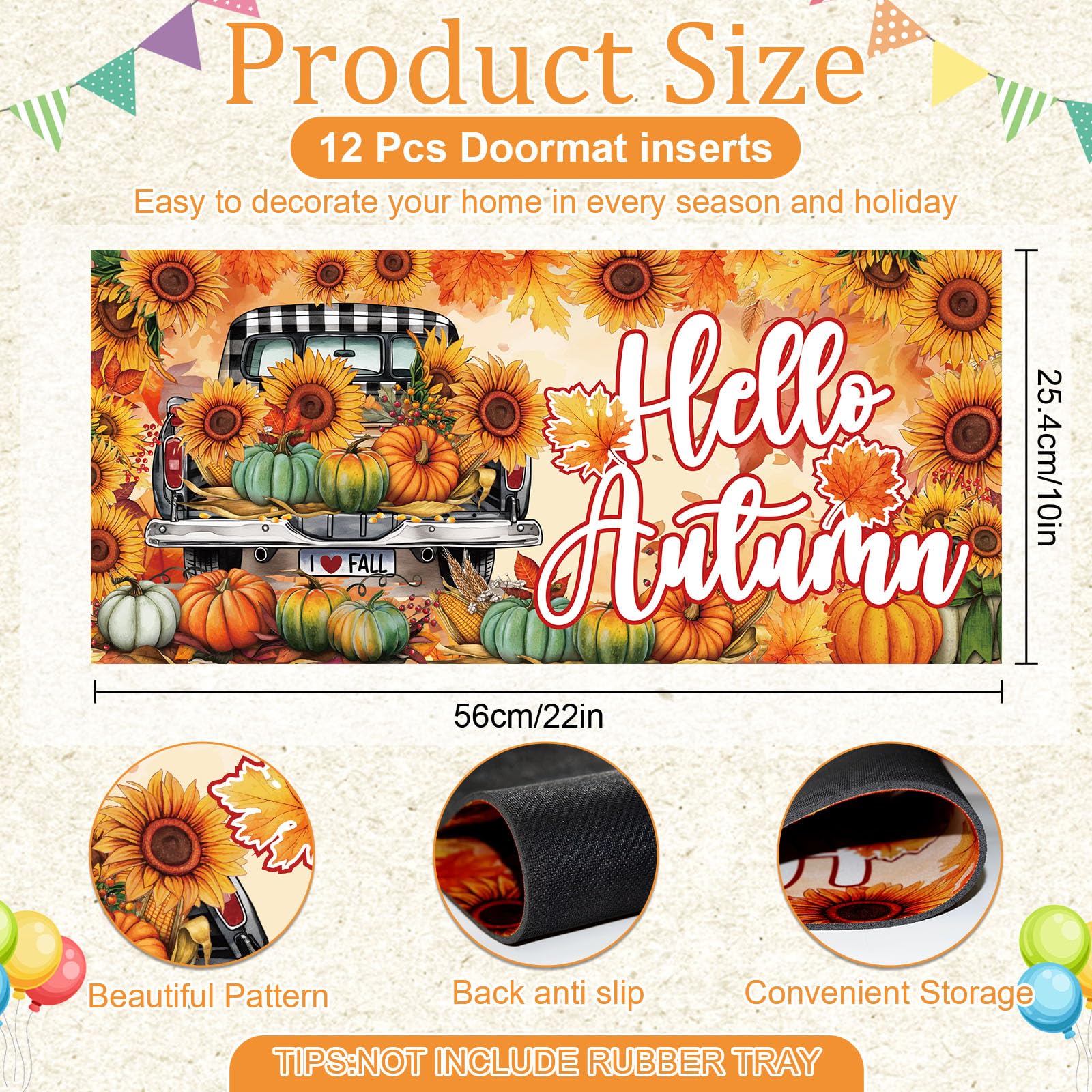 Tangren 12pc doormat inserts fall pattern for cozy autumn porch