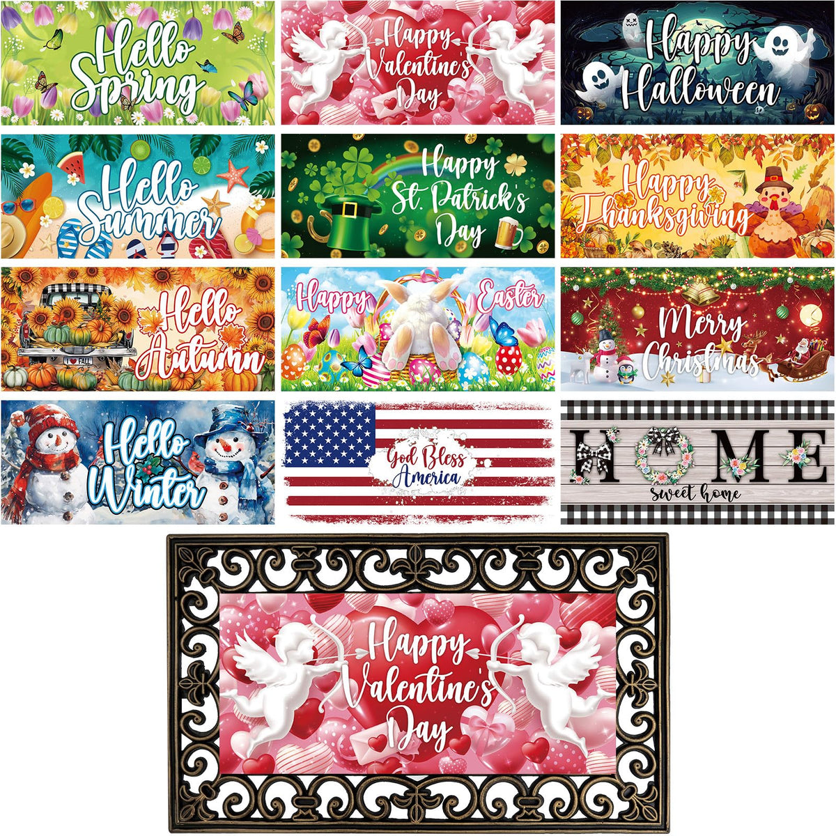 Tangren 12pc doormat inserts spring pattern for welcoming entryway and fresh mood