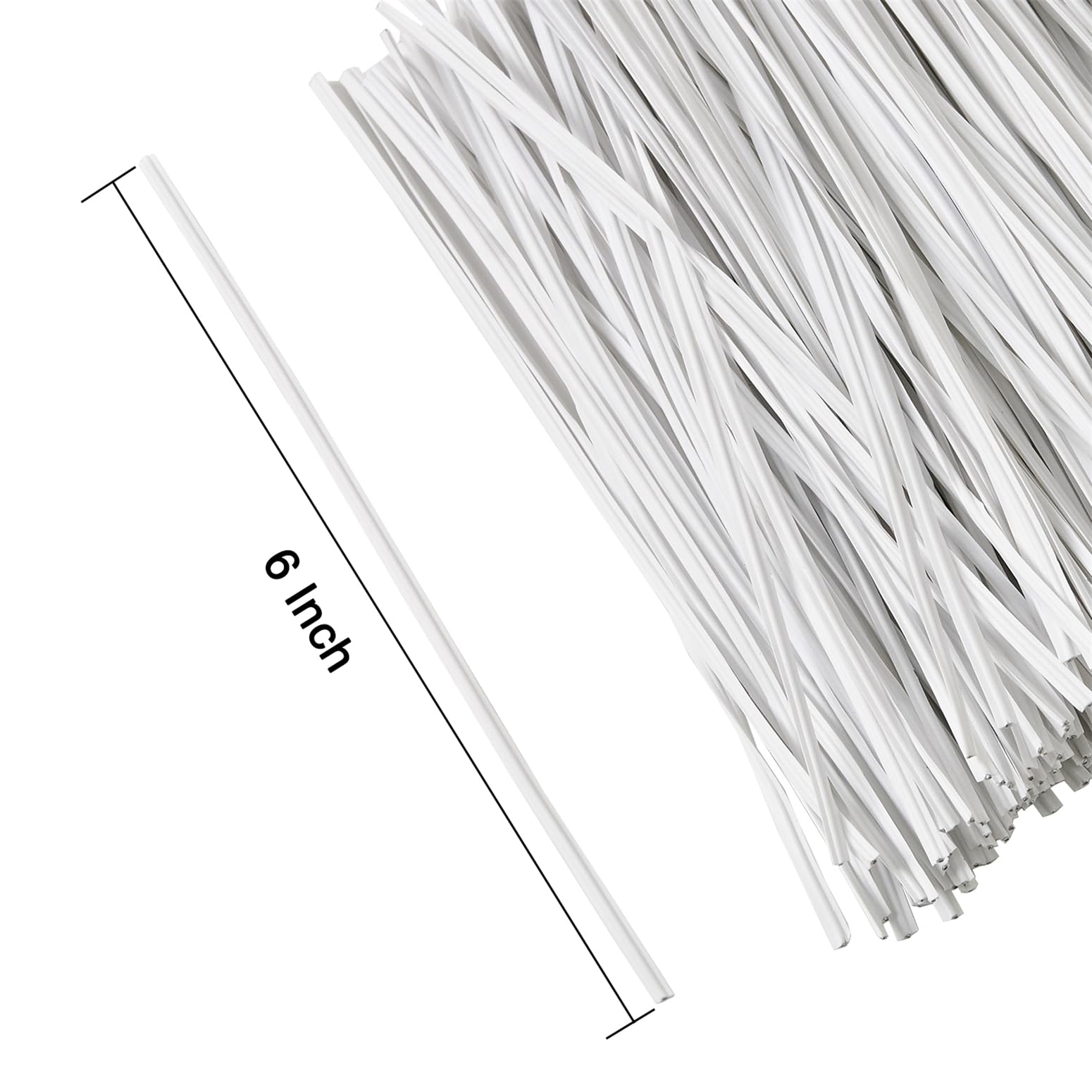 Tangyinrd 6 inch white twist ties for cord management and desk organization